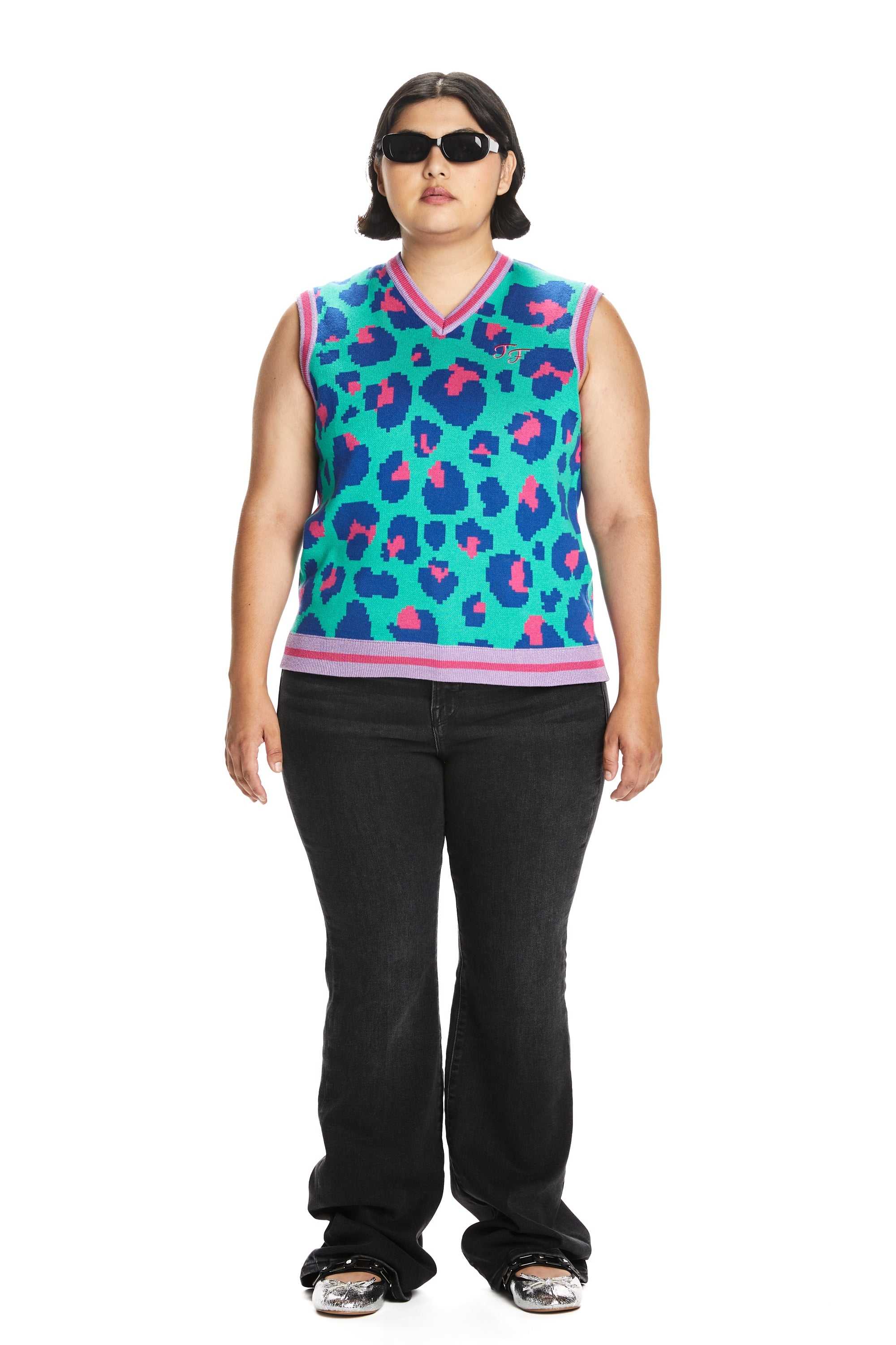 Pink Teddy Fresh Leopard Sweater Vest | WMYICZ371