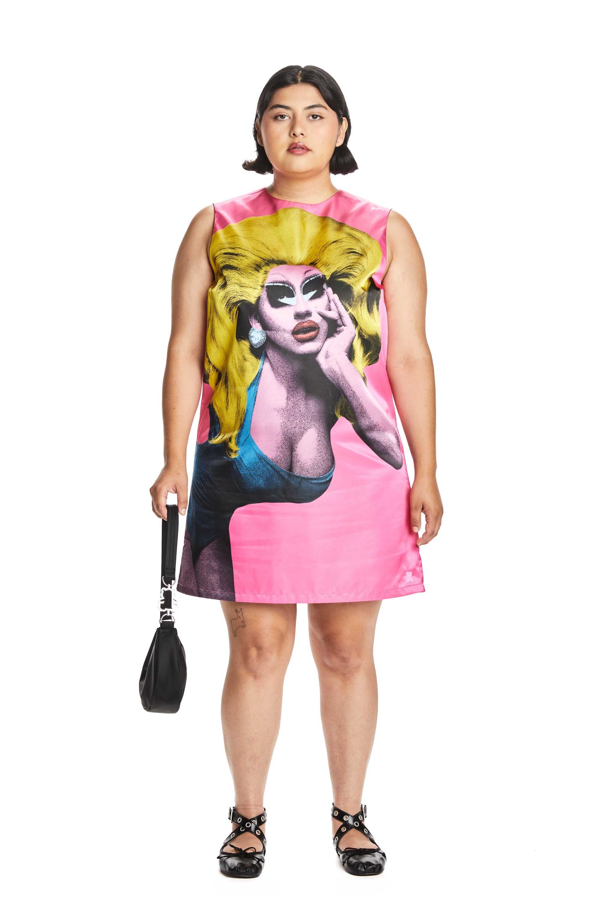 Pink Teddy Fresh TF x Trixie Portrait Satin A-Line Dress | PBSLOR891