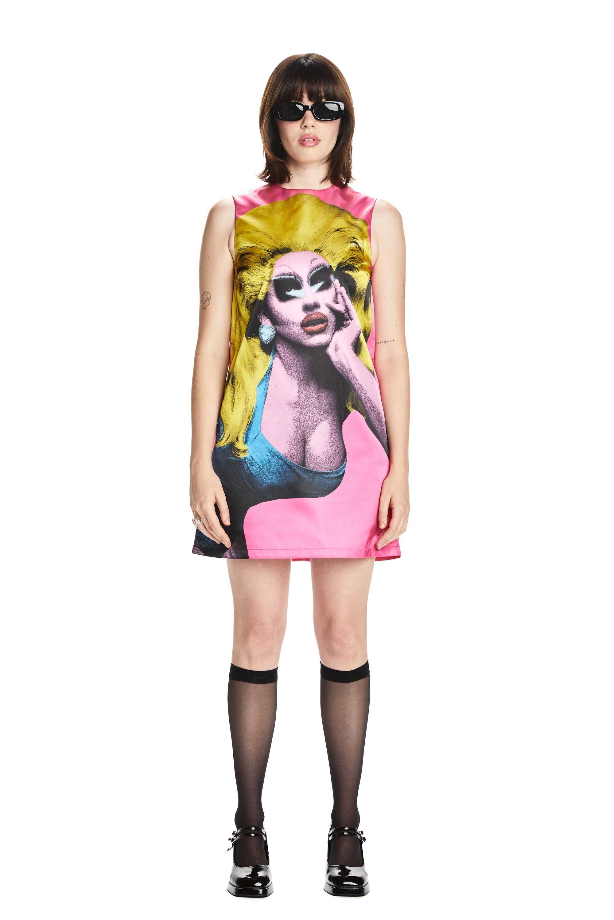 Pink Teddy Fresh TF x Trixie Portrait Satin A-Line Dress | PBSLOR891