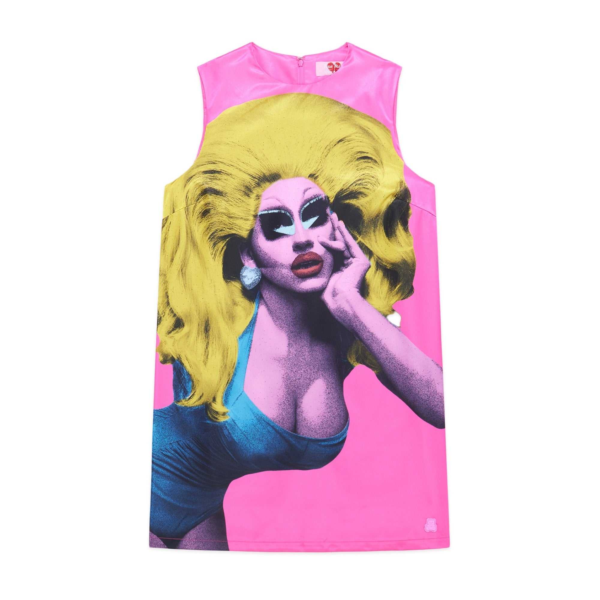 Pink Teddy Fresh TF x Trixie Portrait Satin A-Line Dress | PBSLOR891