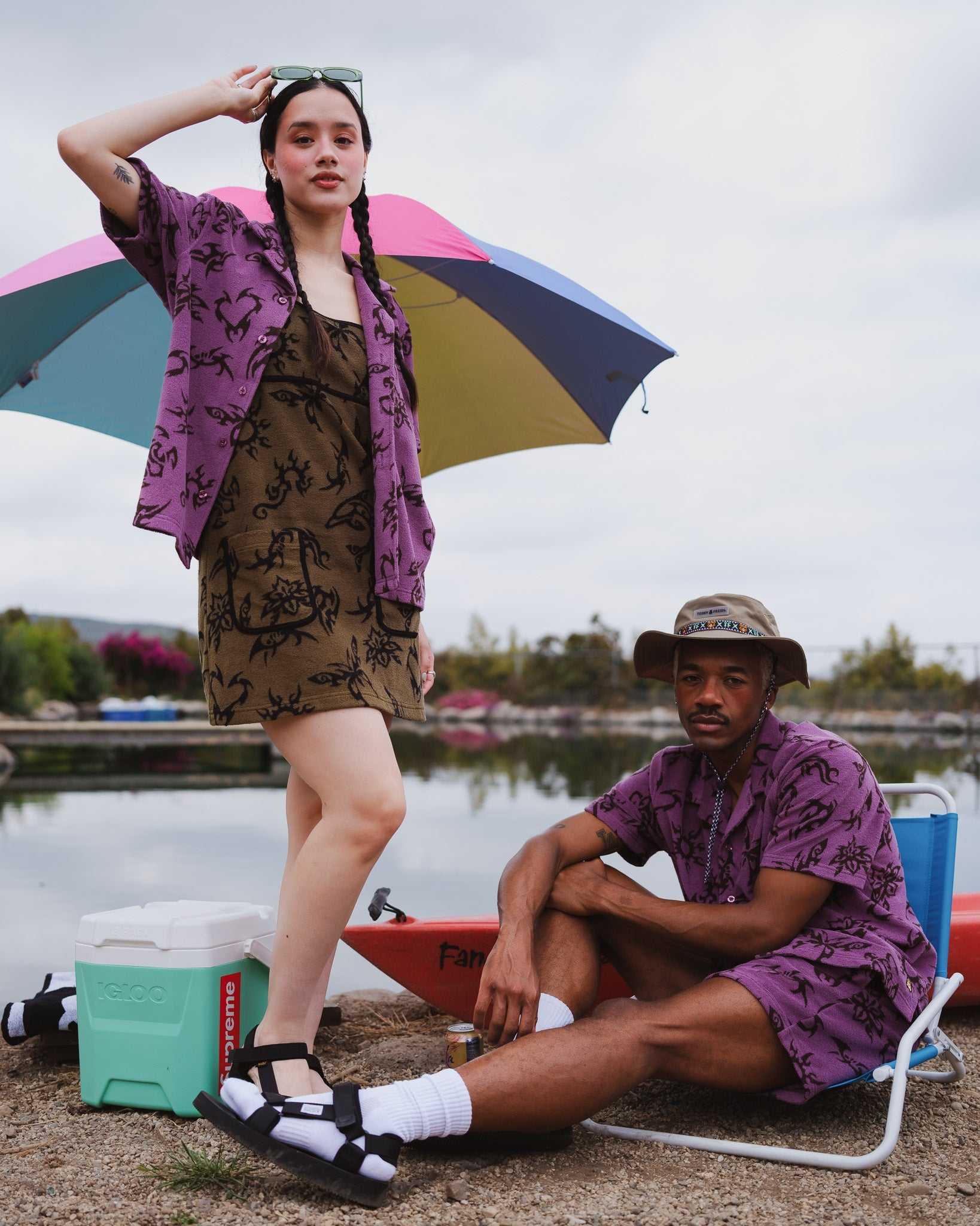 Purple Teddy Fresh Boardwalk Terry Dress | XRIWMB504