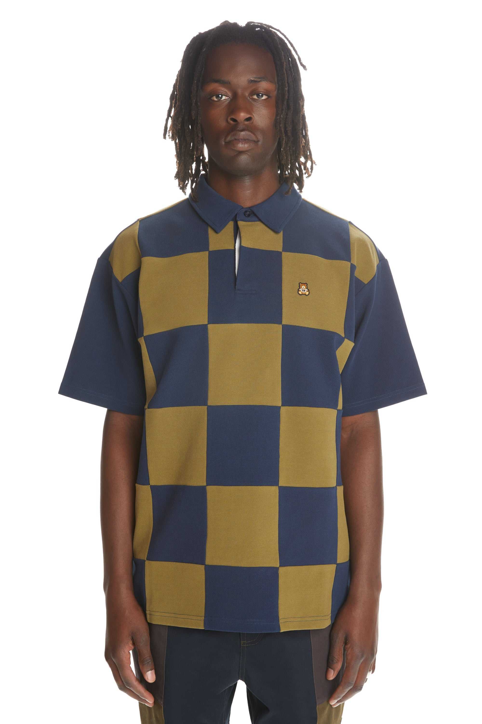 Purple Teddy Fresh Checkerboard Rugby Shirt | MHVSIK572