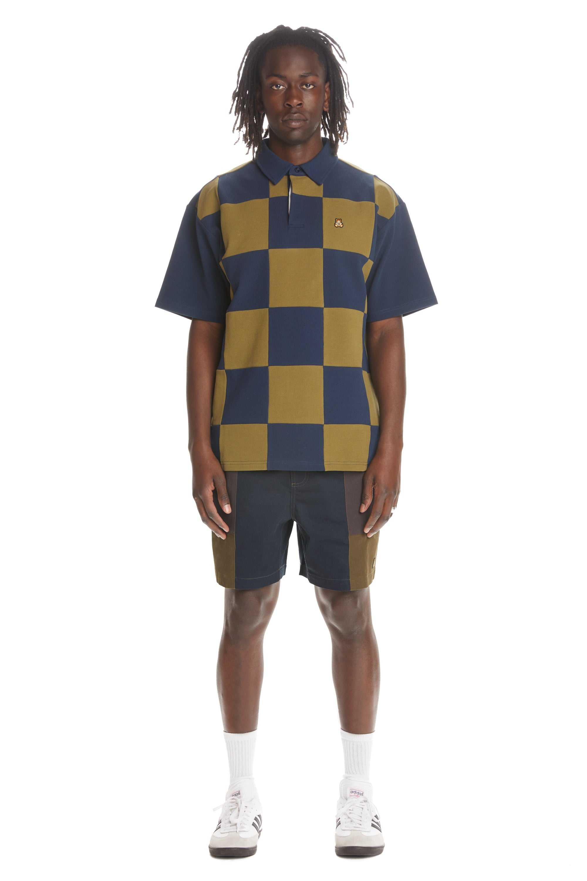 Purple Teddy Fresh Checkerboard Rugby Shirt | MHVSIK572