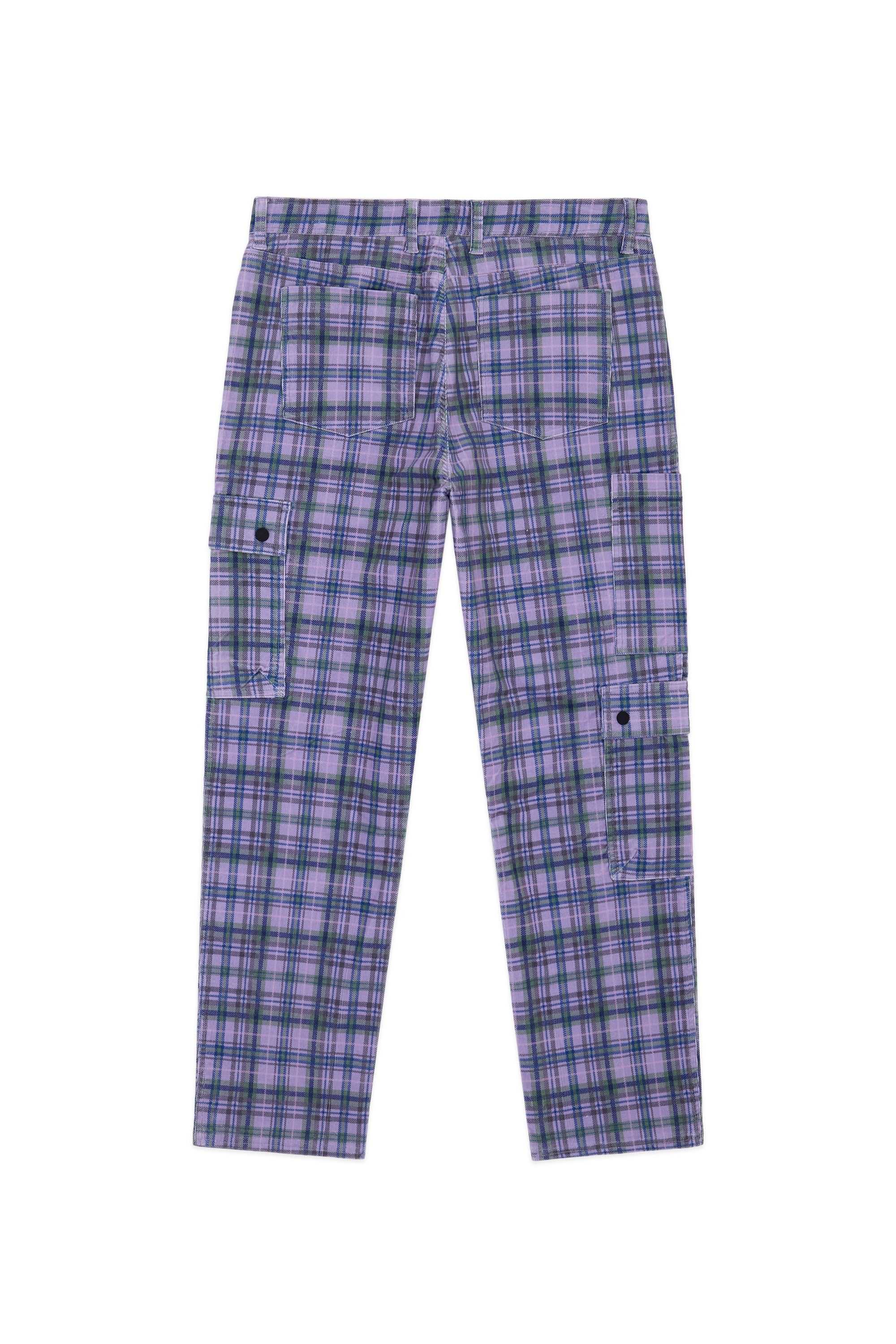 Purple Teddy Fresh Plaid Corduroy Cargo Pants | RFOIHZ795