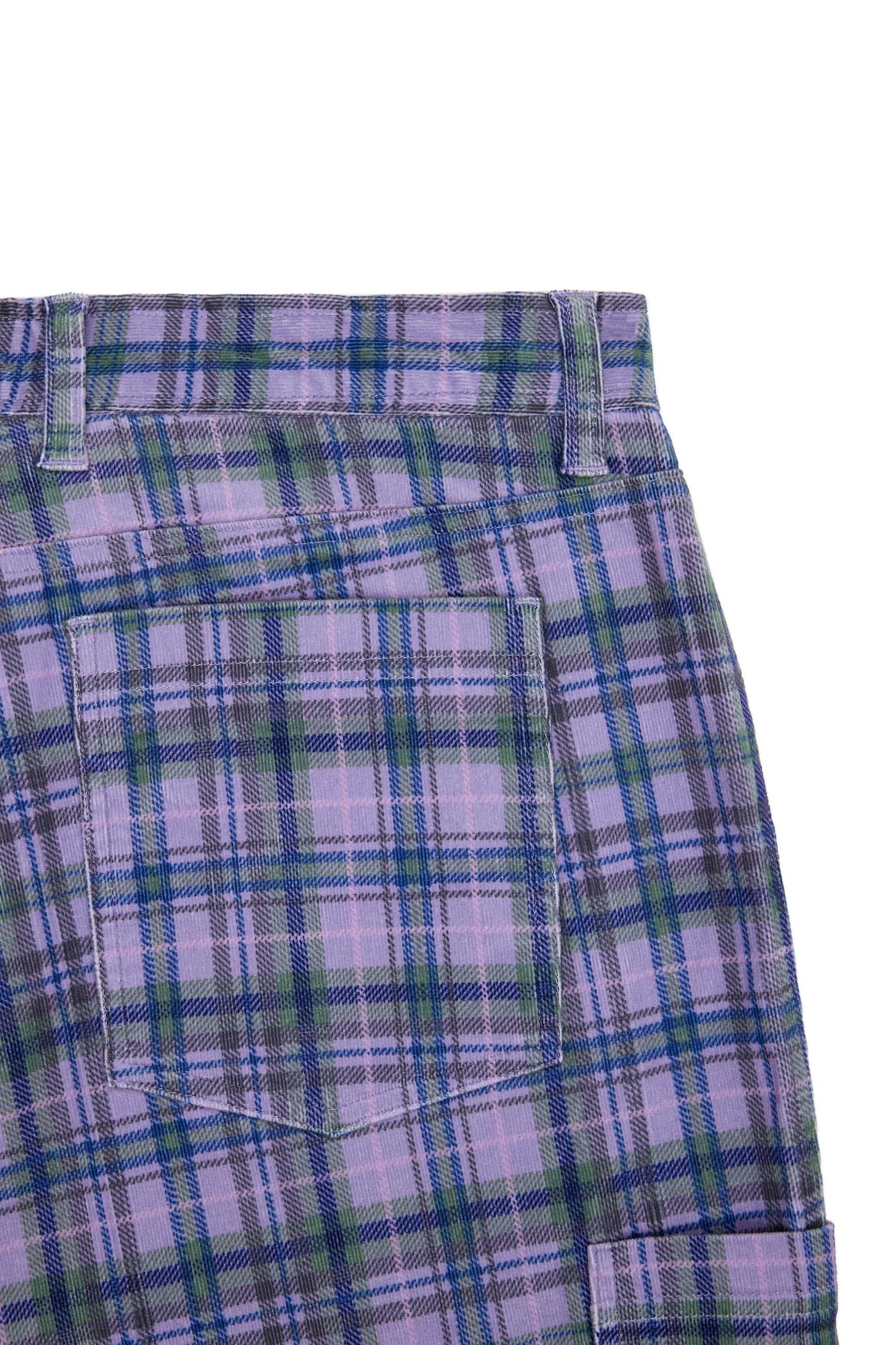 Purple Teddy Fresh Plaid Corduroy Cargo Pants | RFOIHZ795