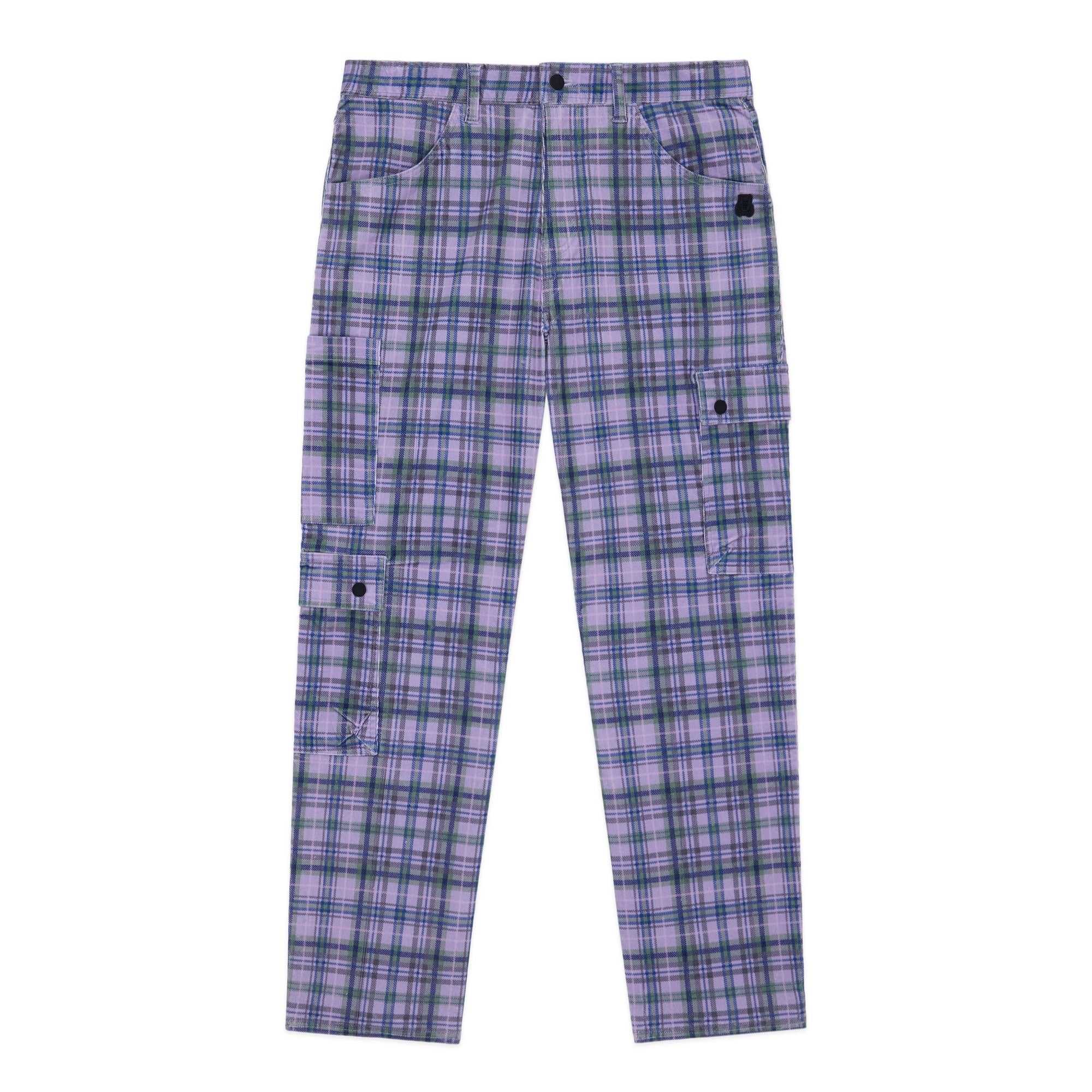 Purple Teddy Fresh Plaid Corduroy Cargo Pants | RFOIHZ795