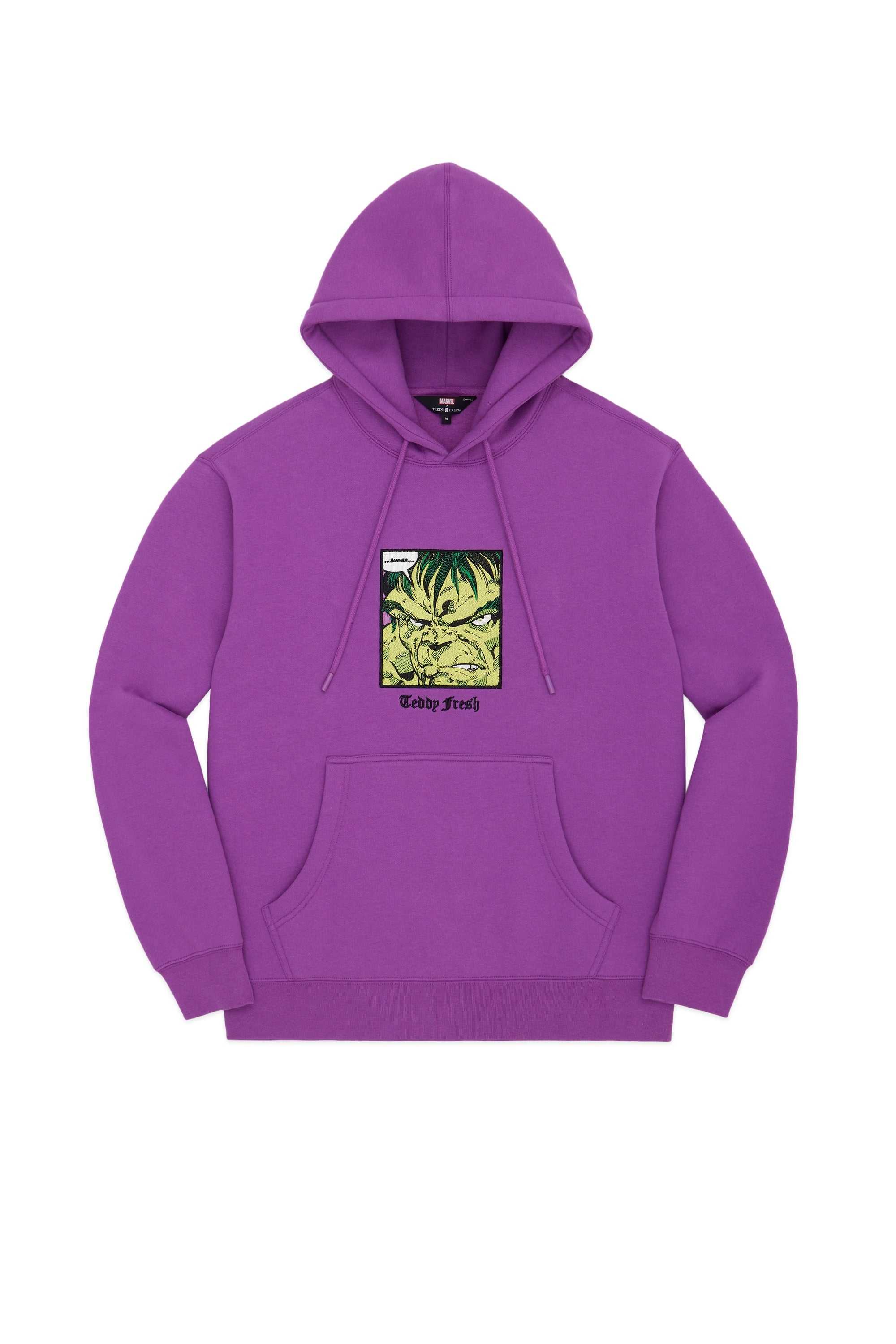 Purple Teddy Fresh TF x Marvel Detailed Embroidery Hulk Hoodie | YUHSZF317