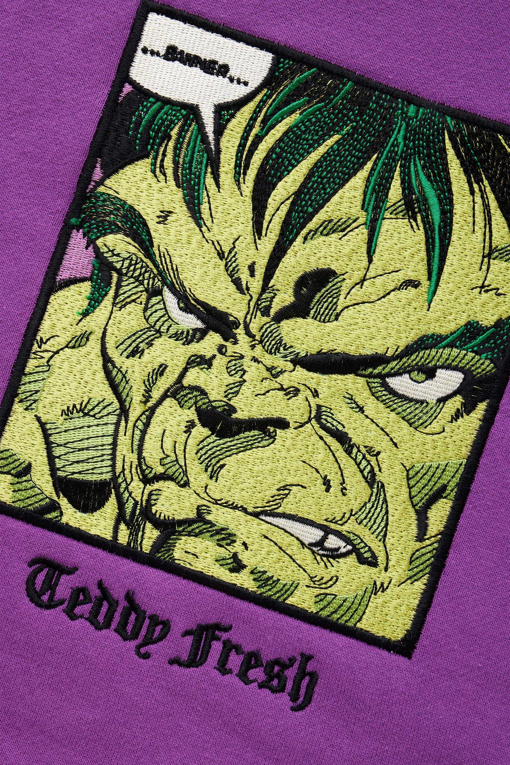 Purple Teddy Fresh TF x Marvel Detailed Embroidery Hulk Hoodie | YUHSZF317