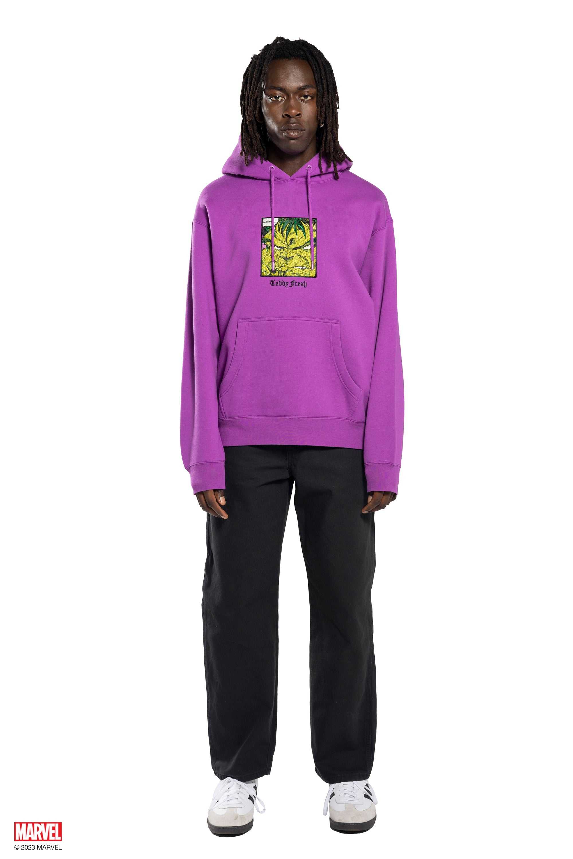 Purple Teddy Fresh TF x Marvel Detailed Embroidery Hulk Hoodie | YUHSZF317