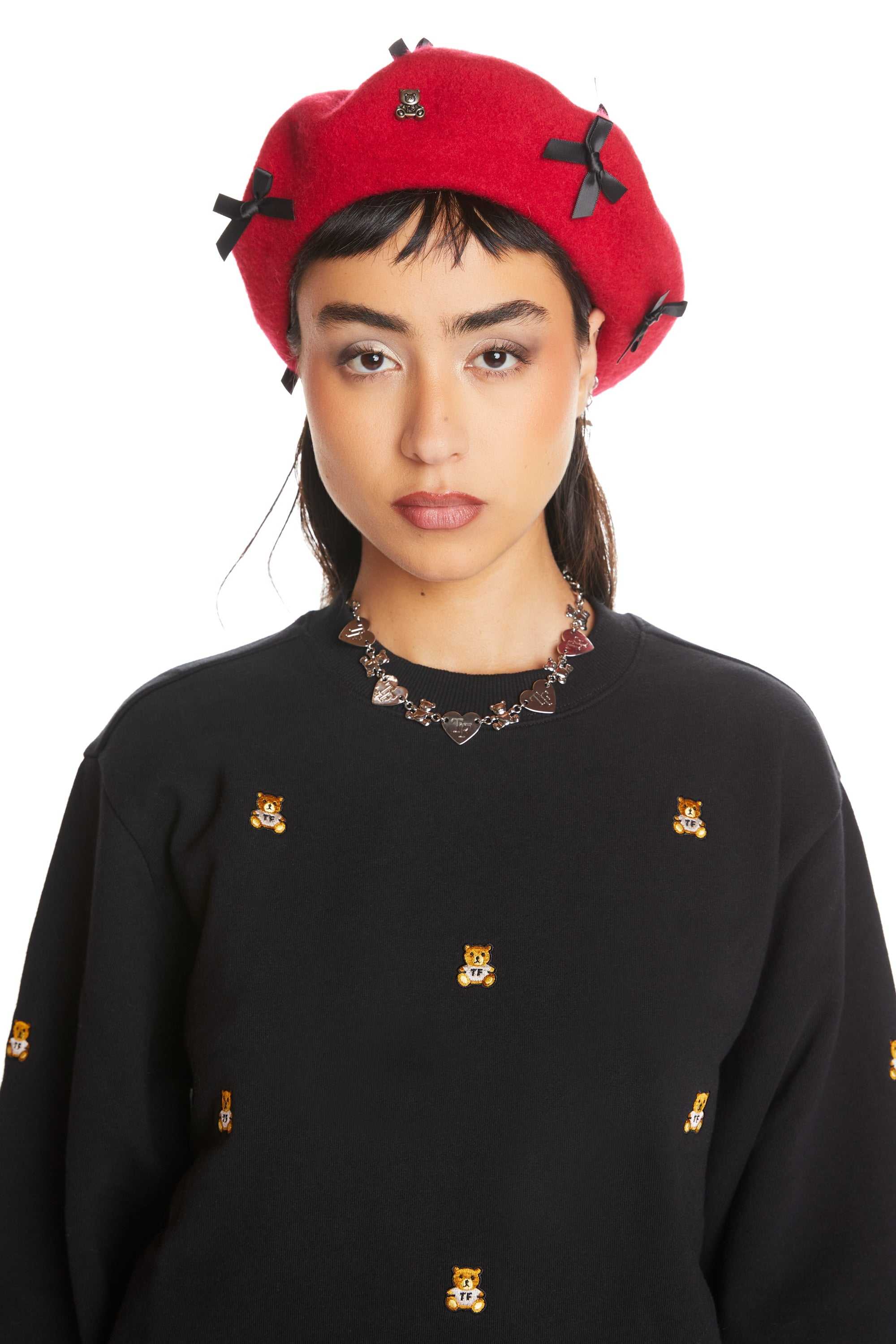 Red Teddy Fresh Mini Bows Beret | ISVXMC317