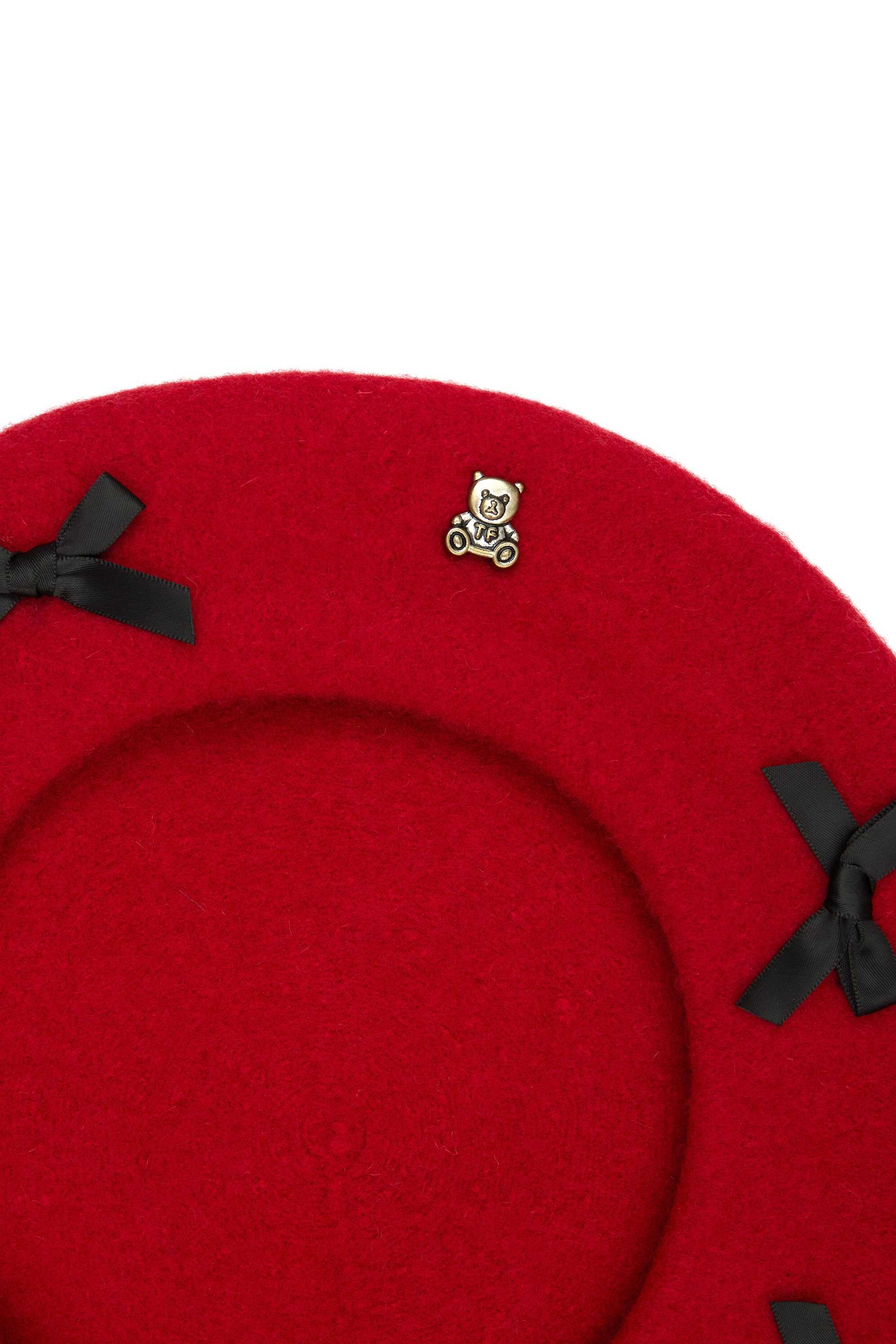 Red Teddy Fresh Mini Bows Beret | ISVXMC317