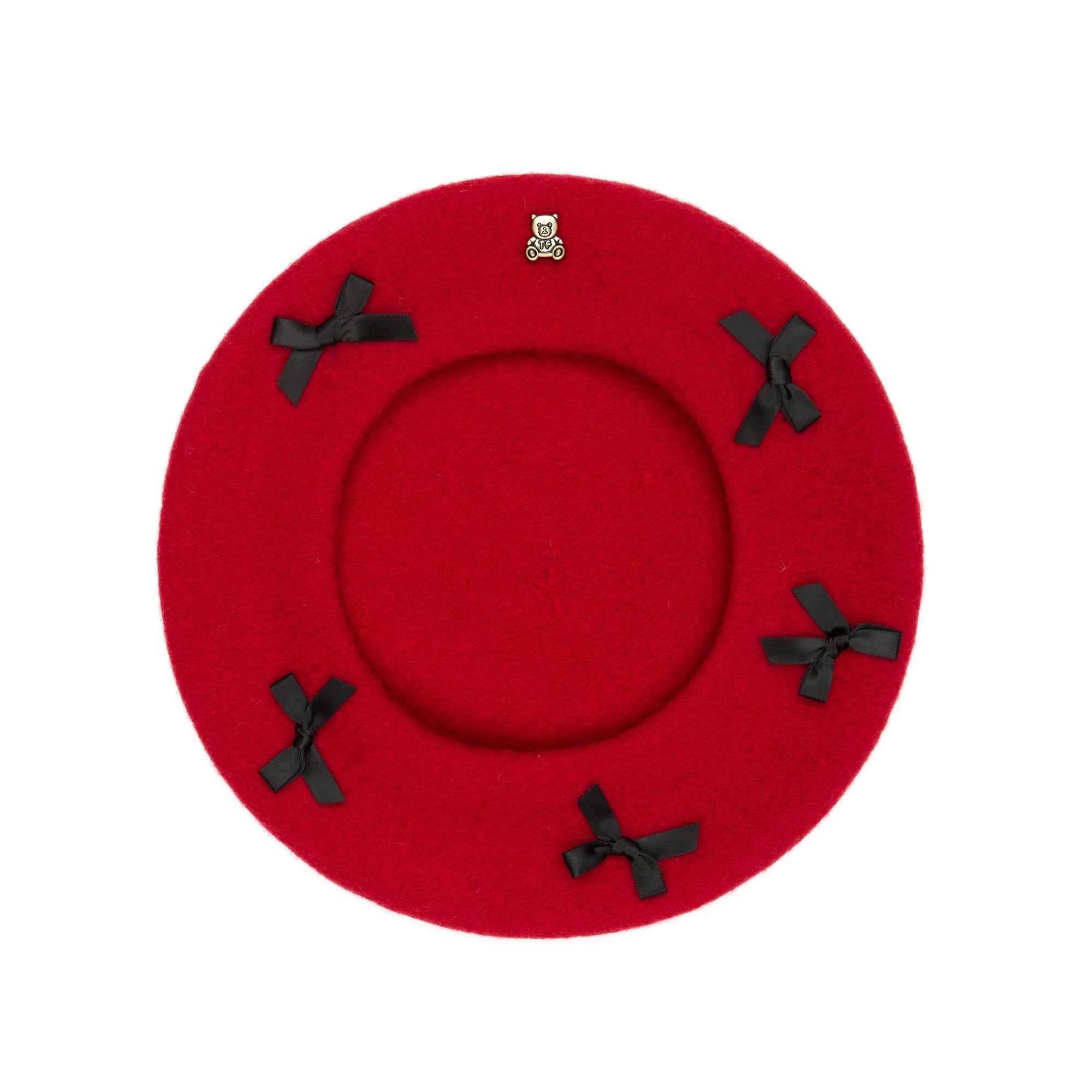 Red Teddy Fresh Mini Bows Beret | ISVXMC317