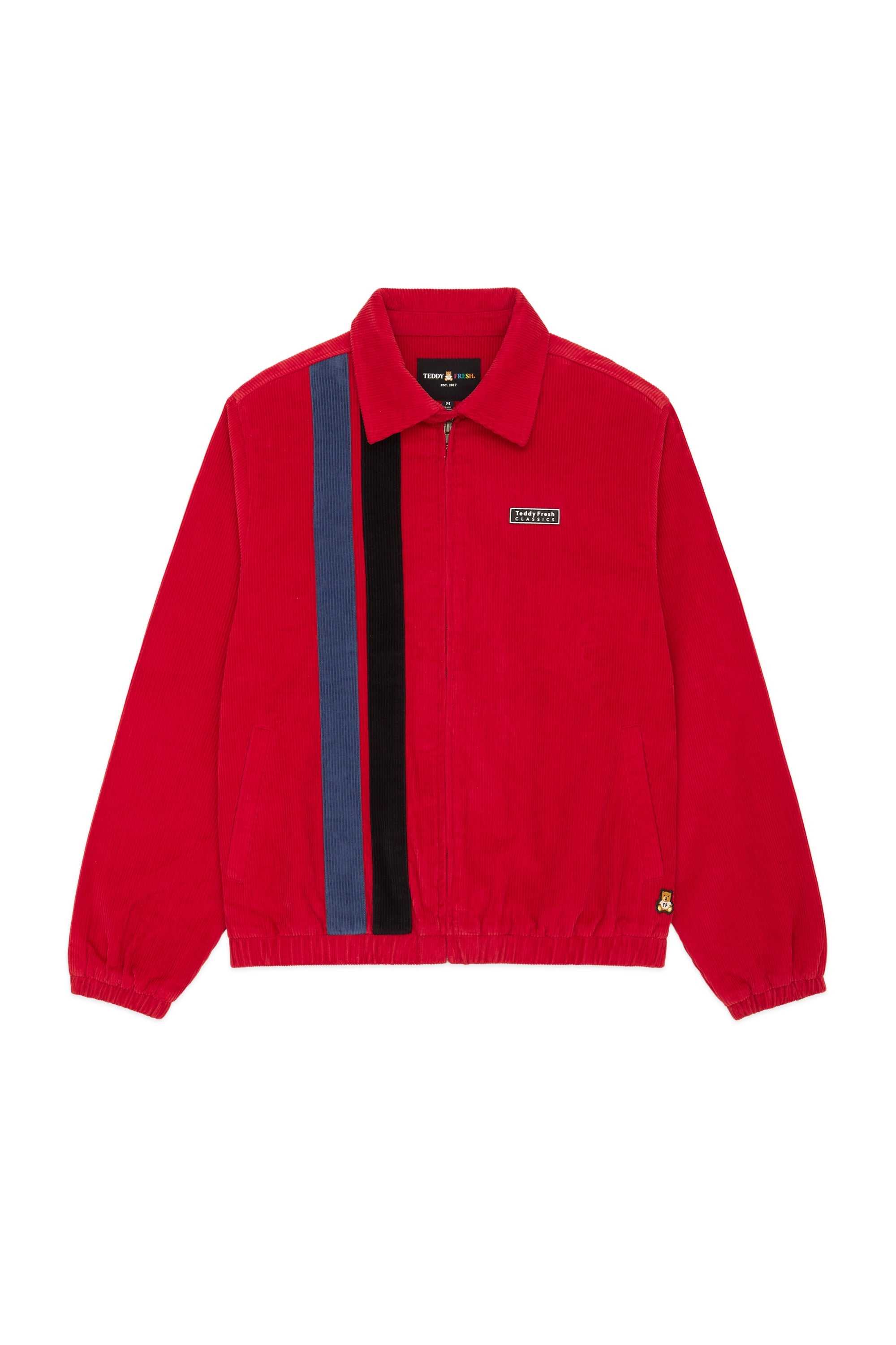 Red Teddy Fresh Racing Stripe Corduroy Jacket | CFABQS415