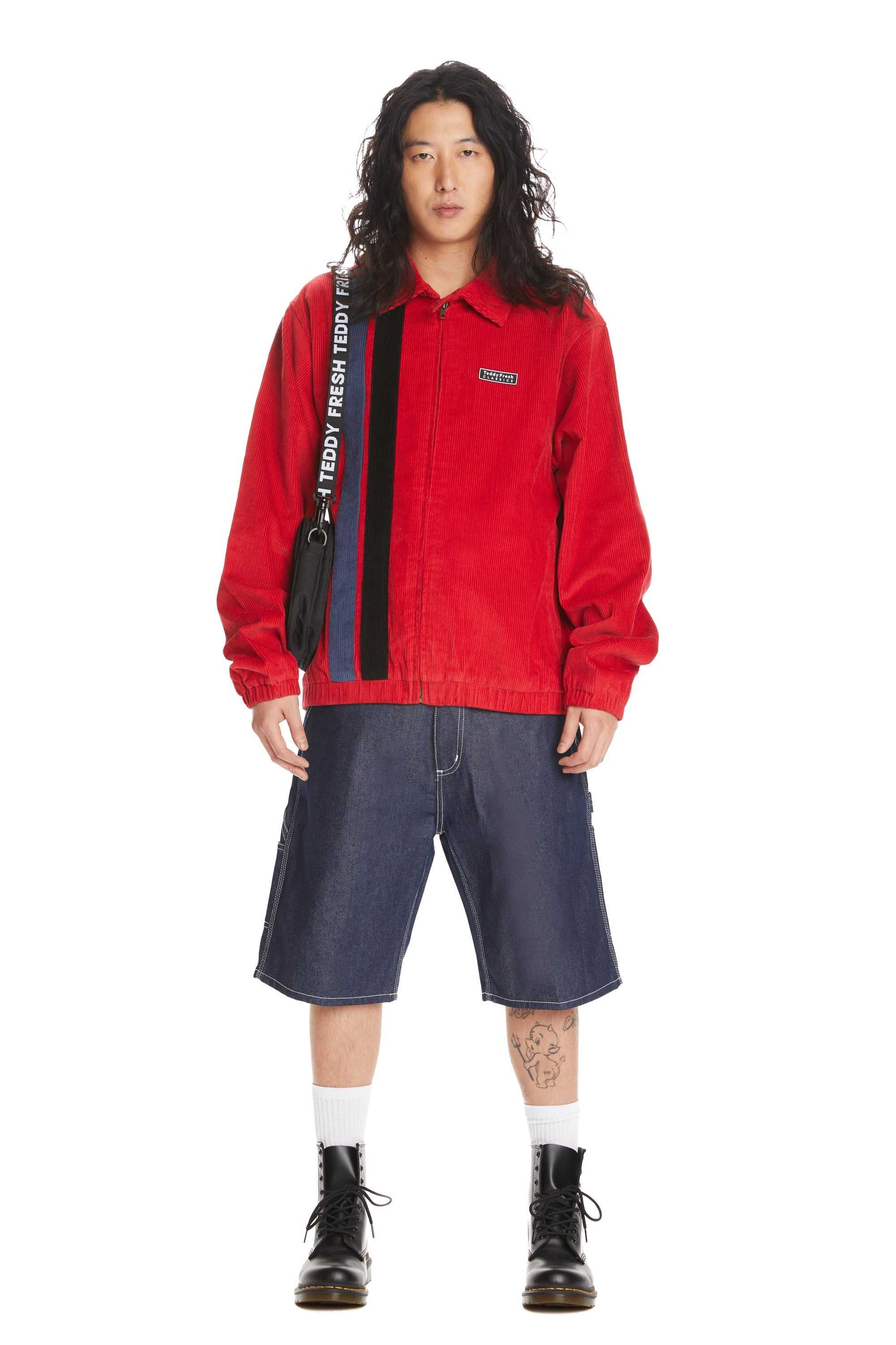 Red Teddy Fresh Racing Stripe Corduroy Jacket | CFABQS415