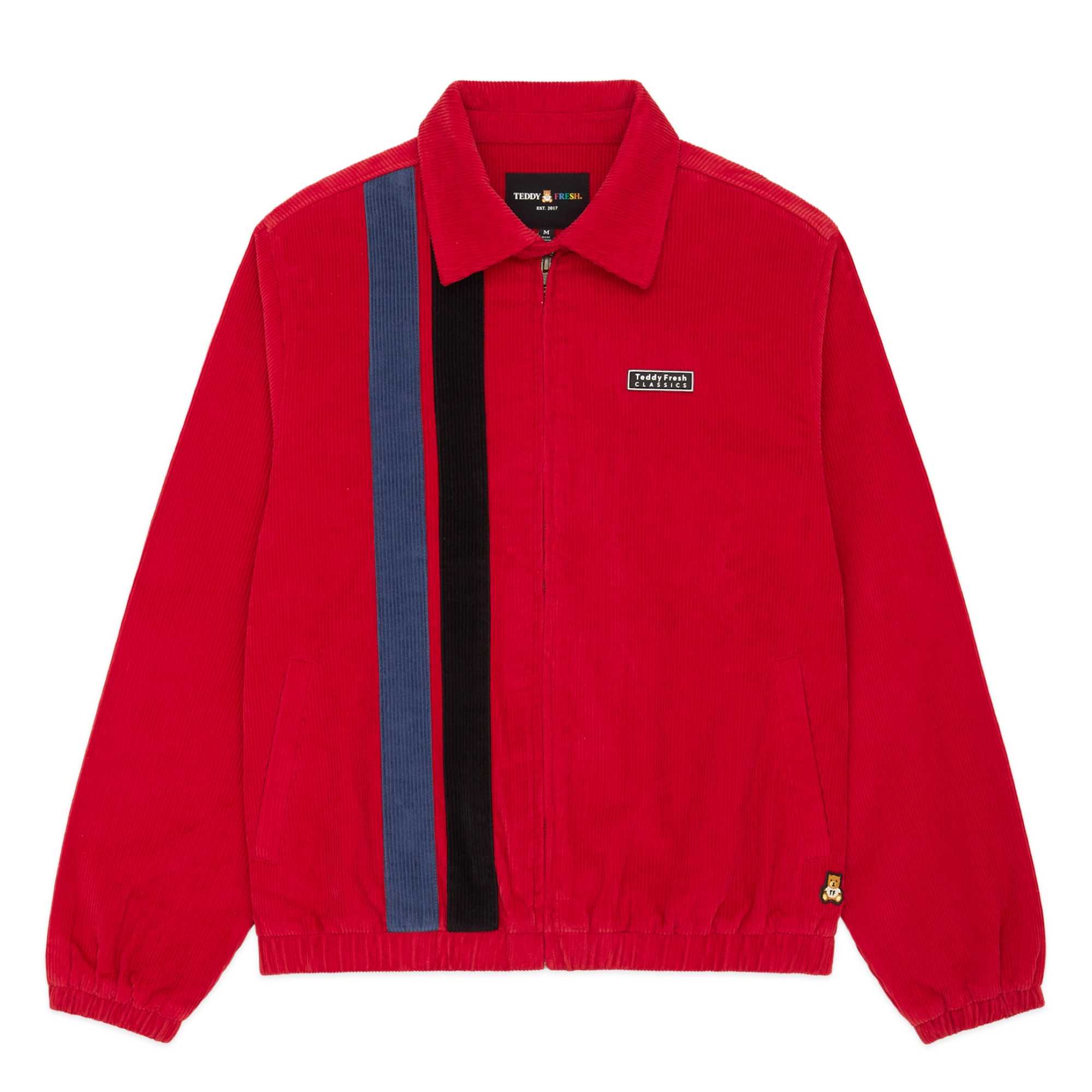 Red Teddy Fresh Racing Stripe Corduroy Jacket | CFABQS415