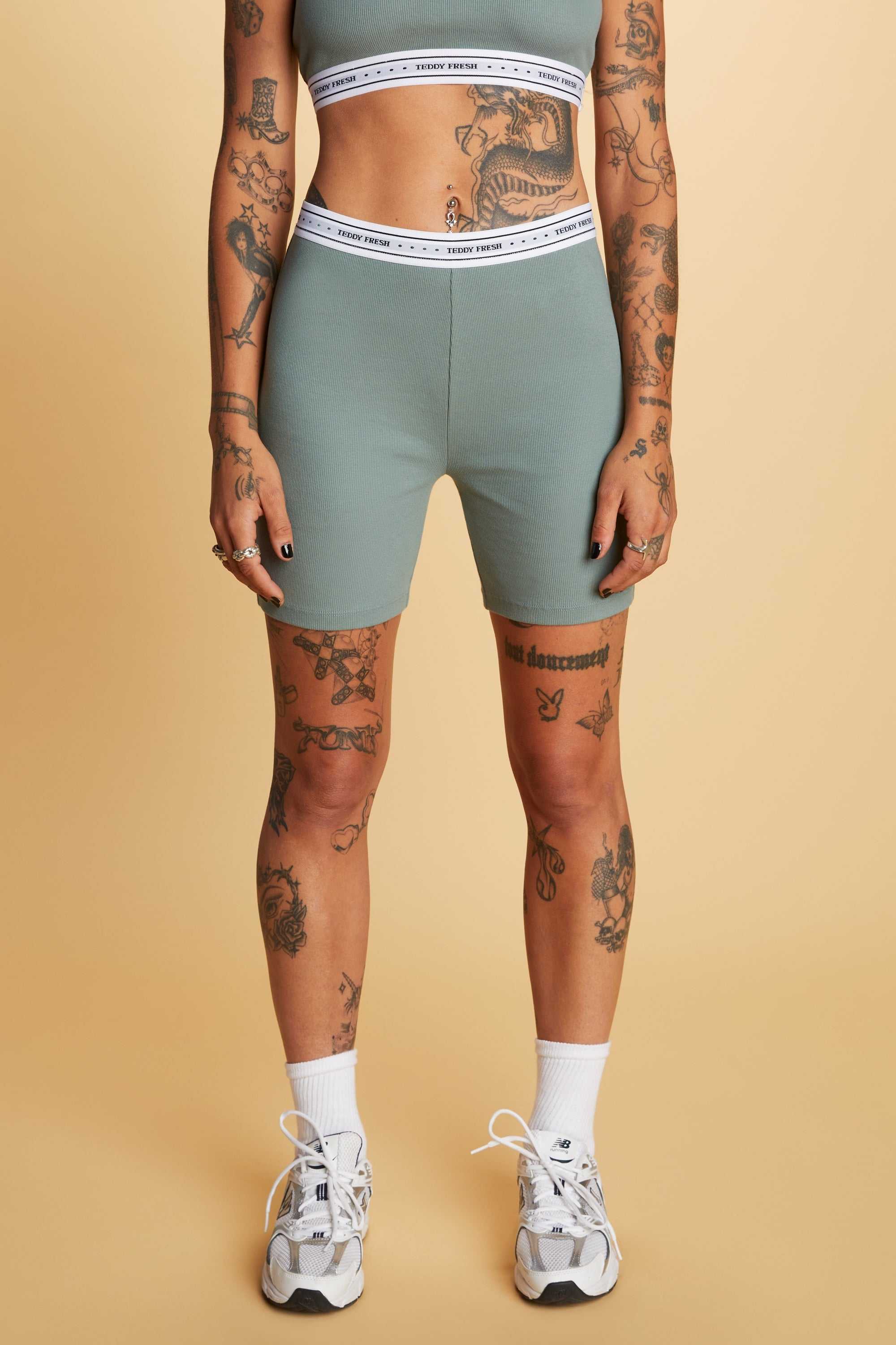 Sage Teddy Fresh Classic Rib Bike Shorts | ETVCOY143