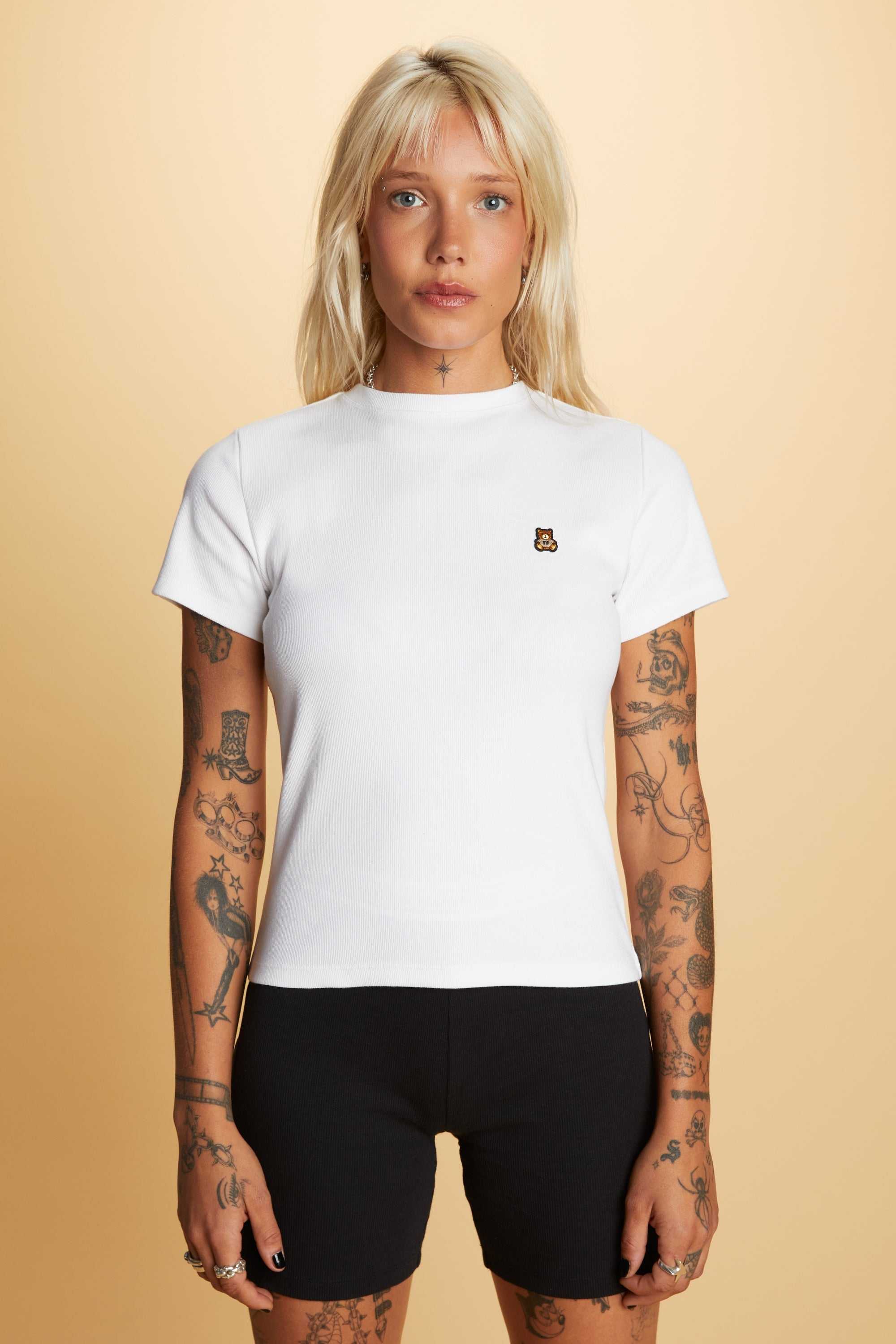 Sage Teddy Fresh Classic Rib Fitted Tee | VHECFW596