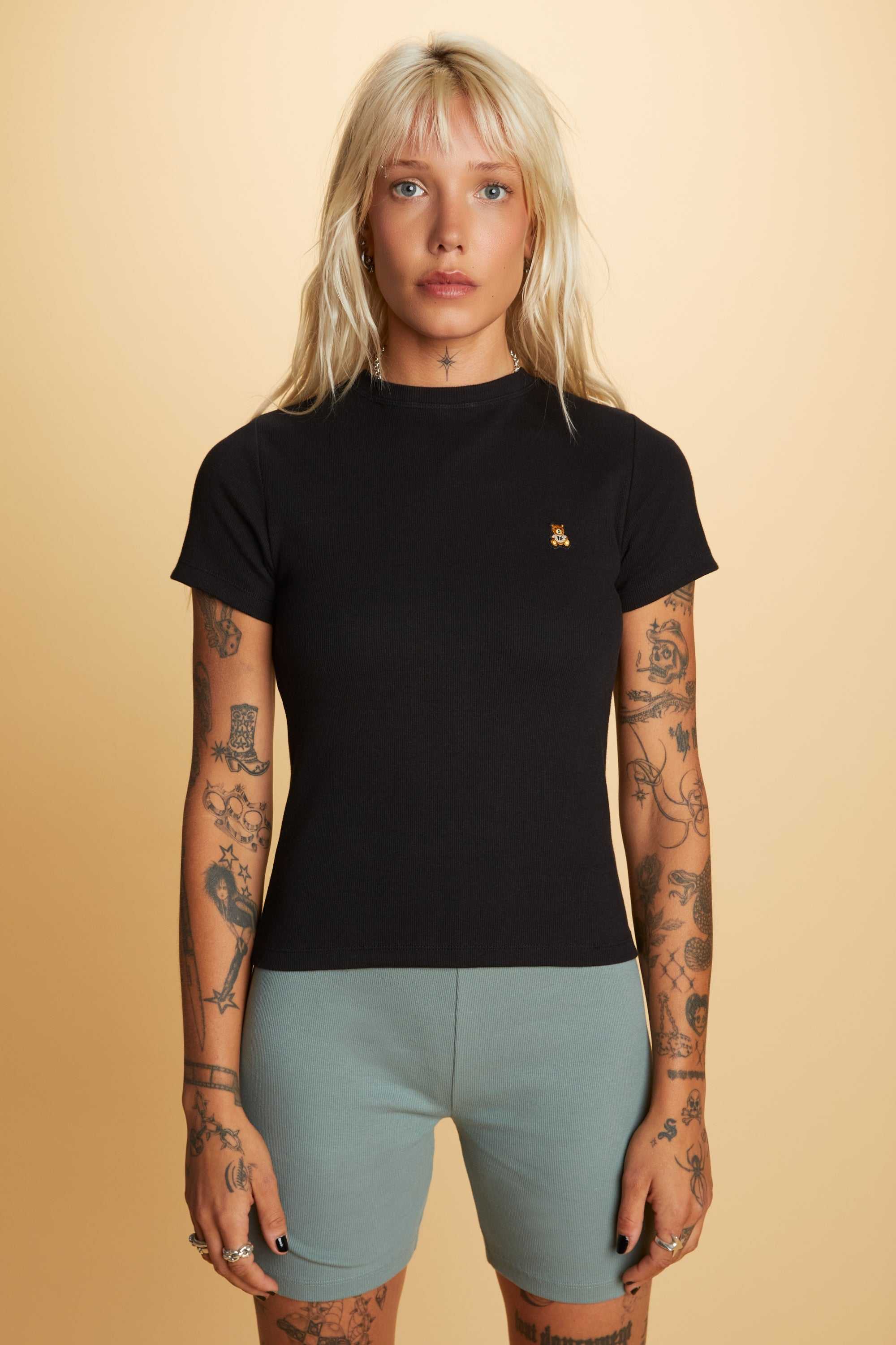 Sage Teddy Fresh Classic Rib Fitted Tee | VHECFW596