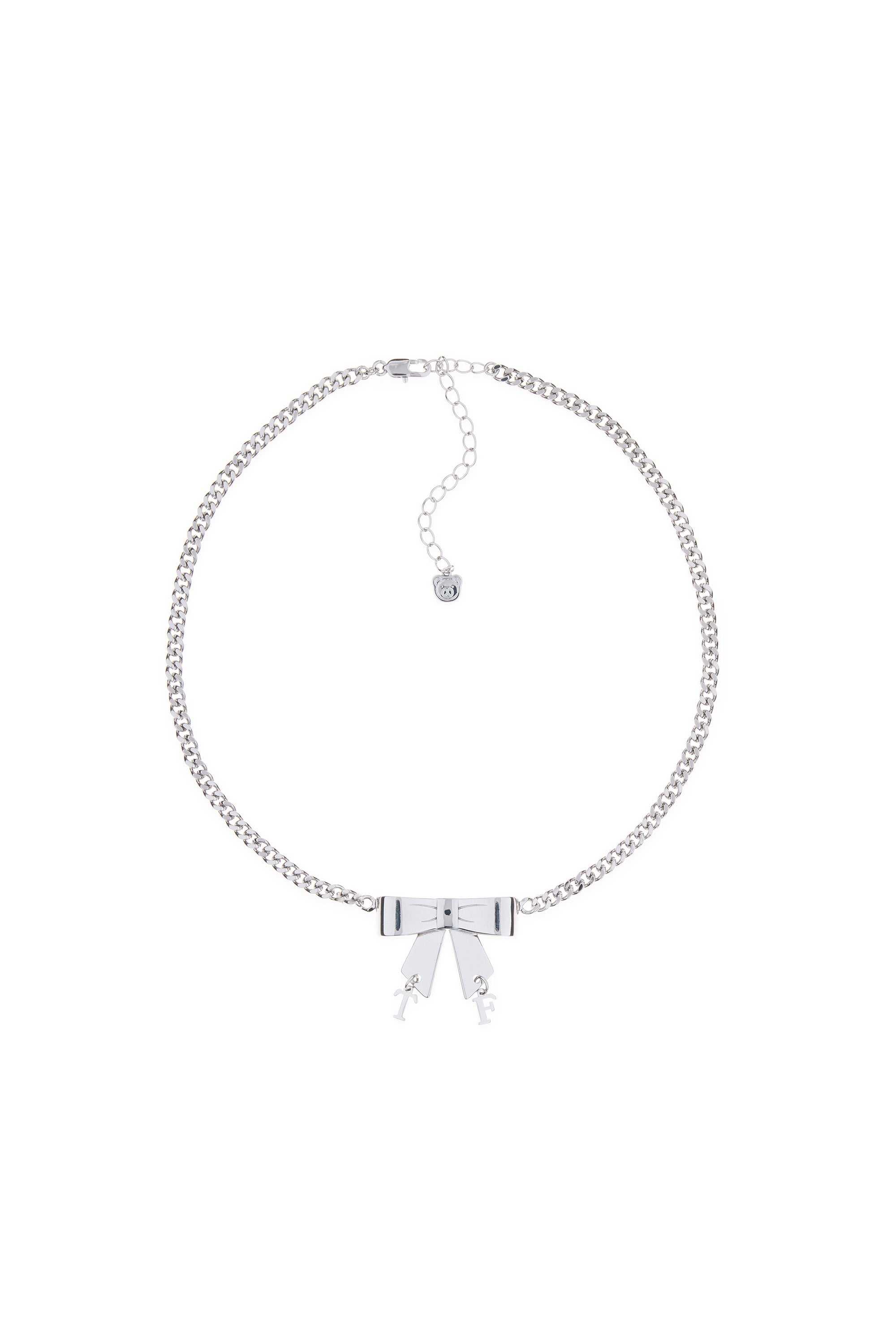 Silver Teddy Fresh Bow Chain Necklace | ZSCNYL865