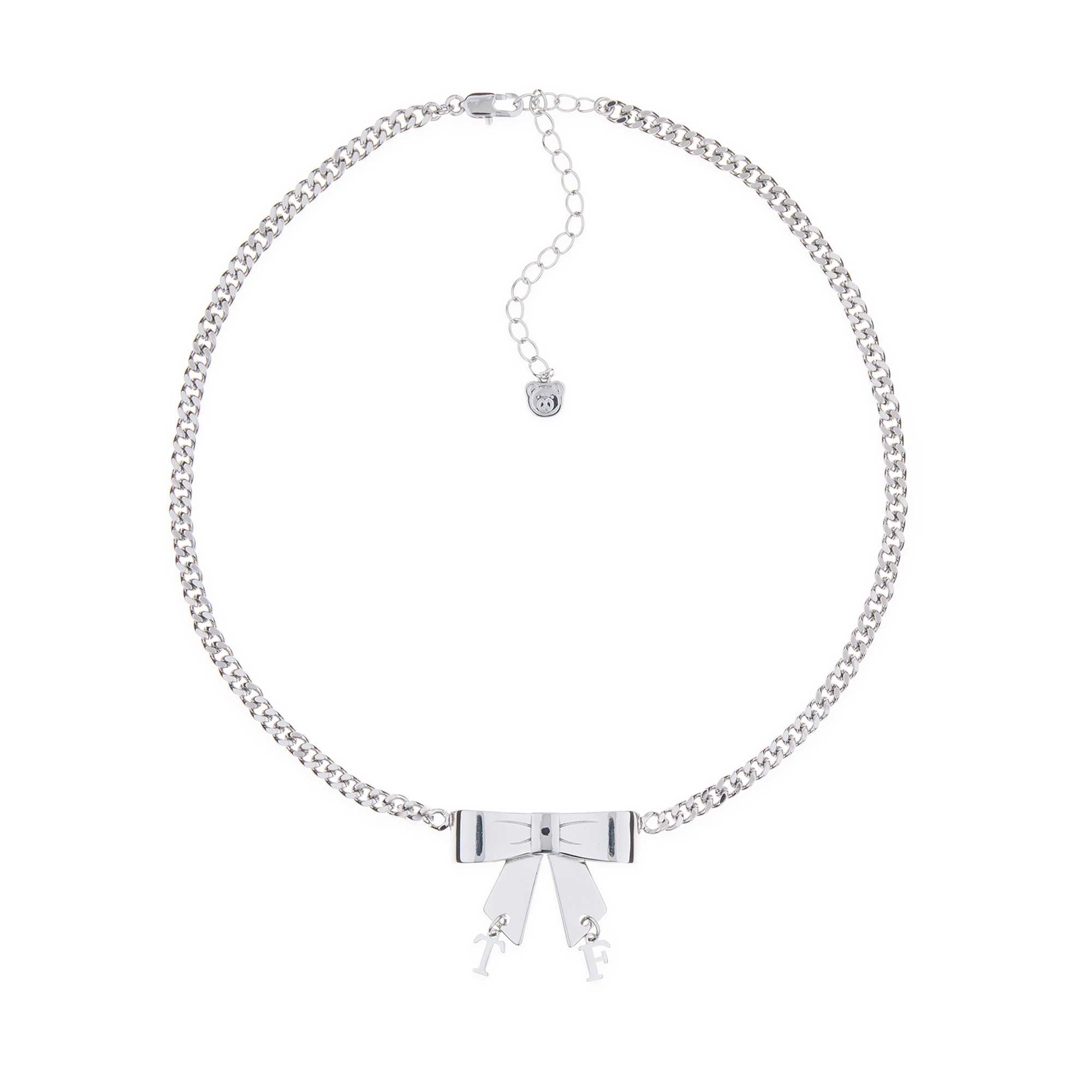 Silver Teddy Fresh Bow Chain Necklace | ZSCNYL865