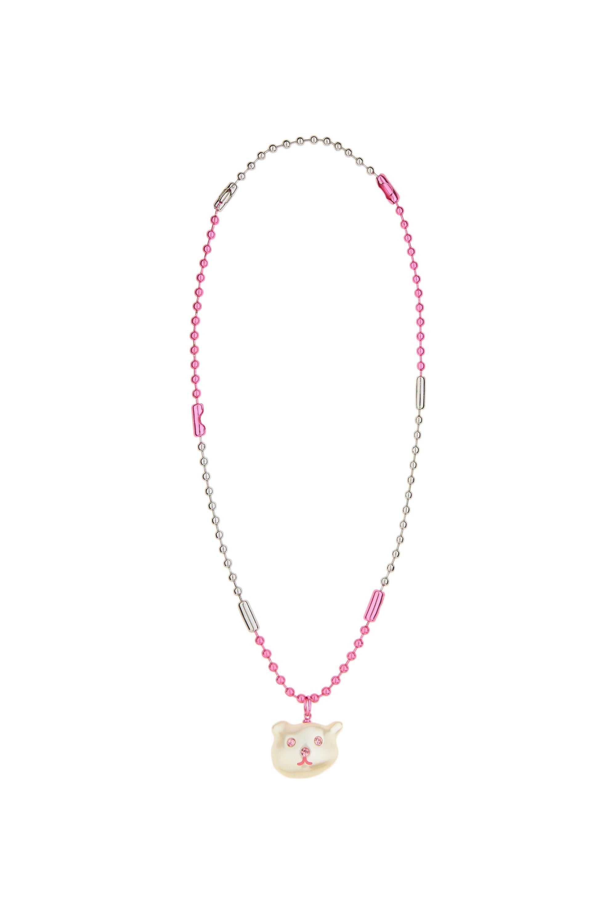 Silver Teddy Fresh Necklace With Bear Shaped Pearl | IFRNML275