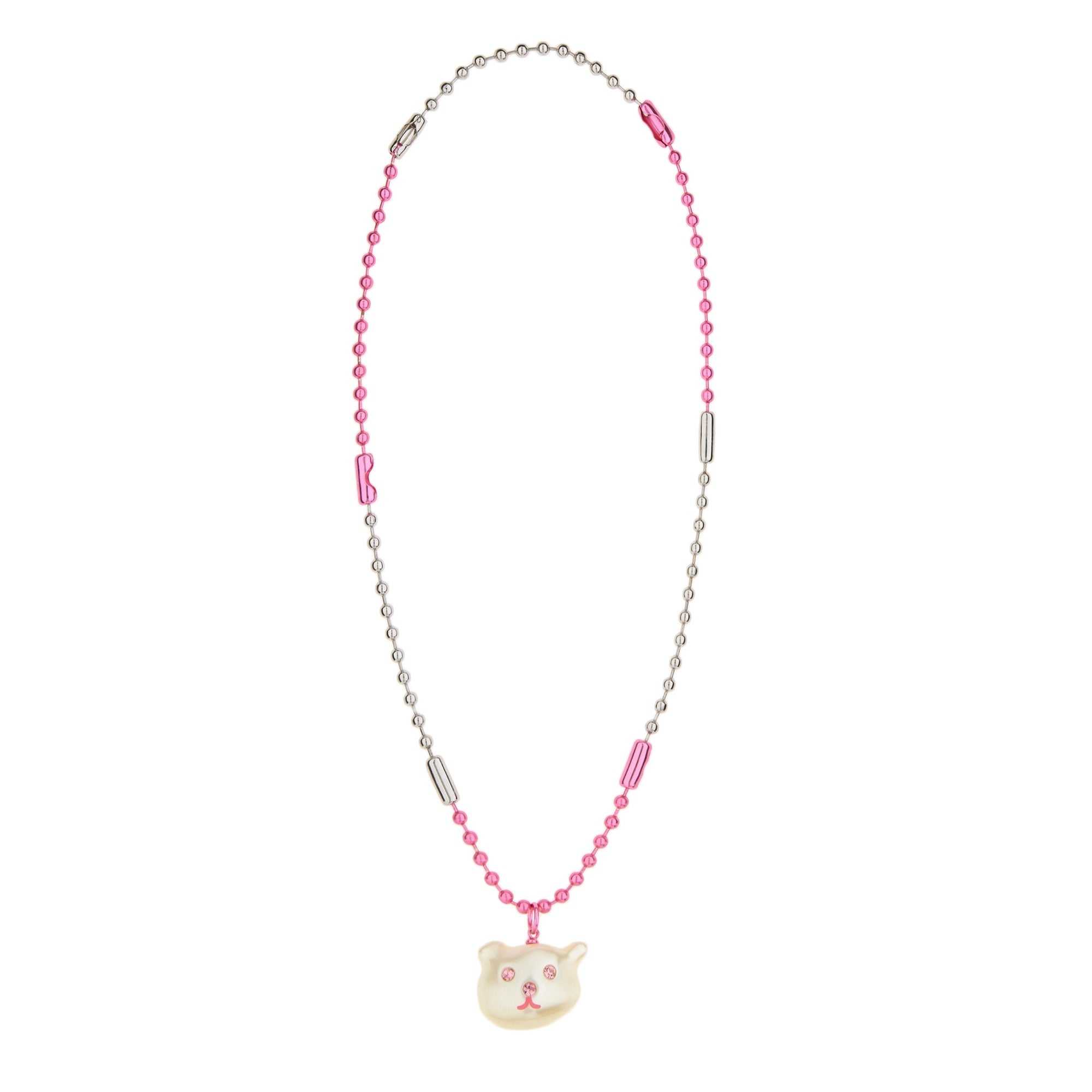 Silver Teddy Fresh Necklace With Bear Shaped Pearl | IFRNML275