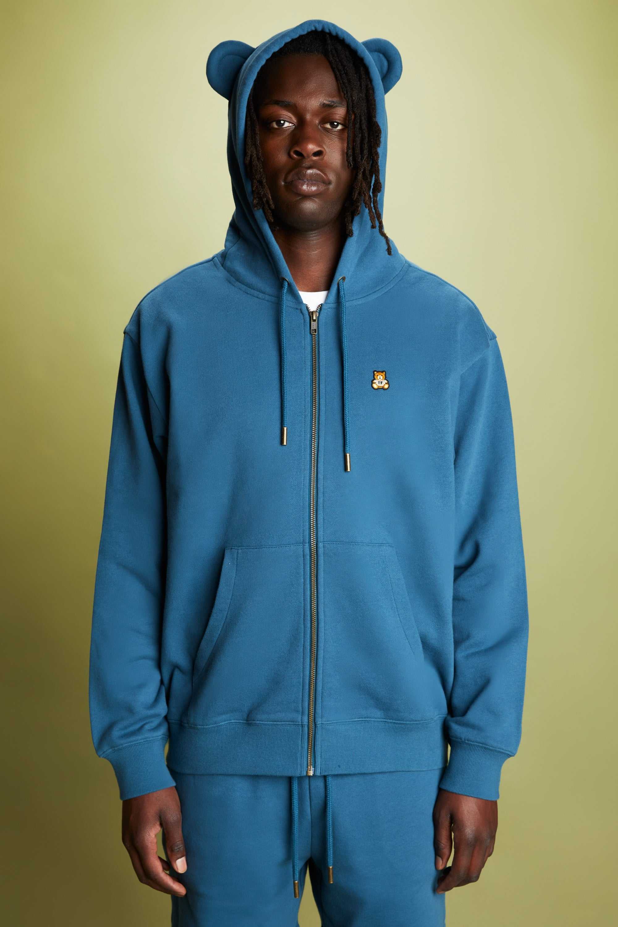 Teal Teddy Fresh Classic Bear Ear Zip Hoodie | JLSGRQ894