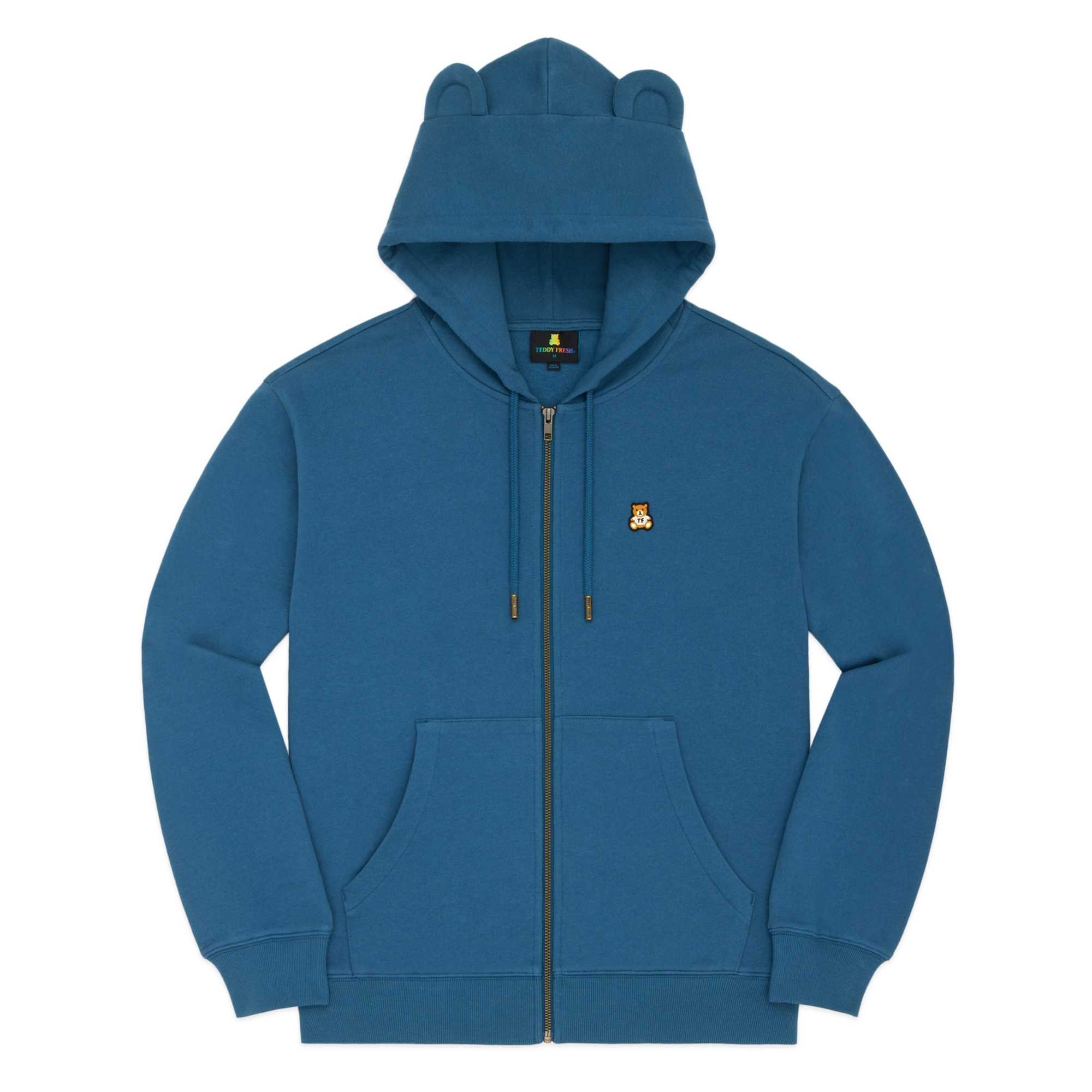 Teal Teddy Fresh Classic Bear Ear Zip Hoodie | JLSGRQ894