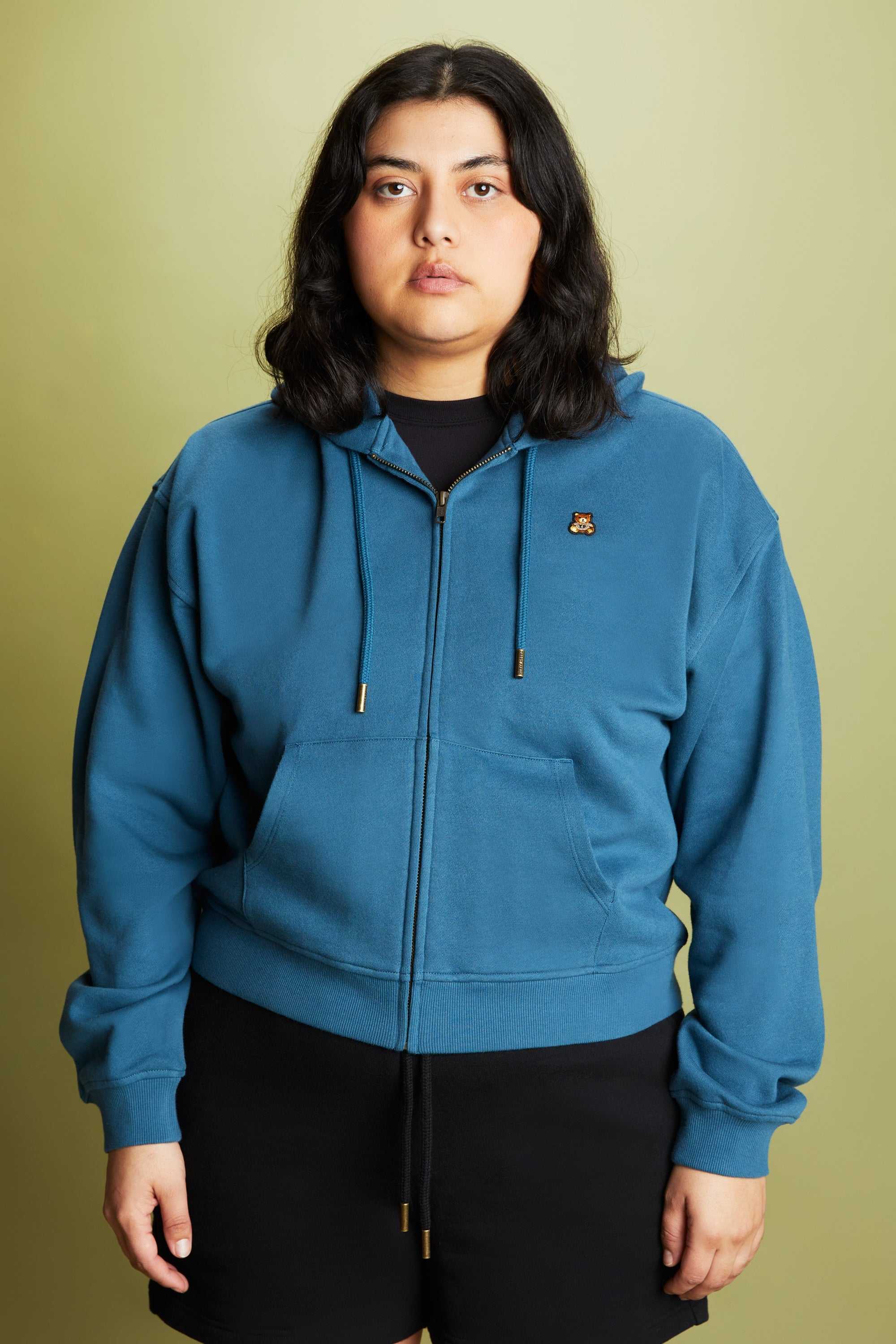 Teal Teddy Fresh Classic Bear Ear Zip Hoodie | WTUHQP718