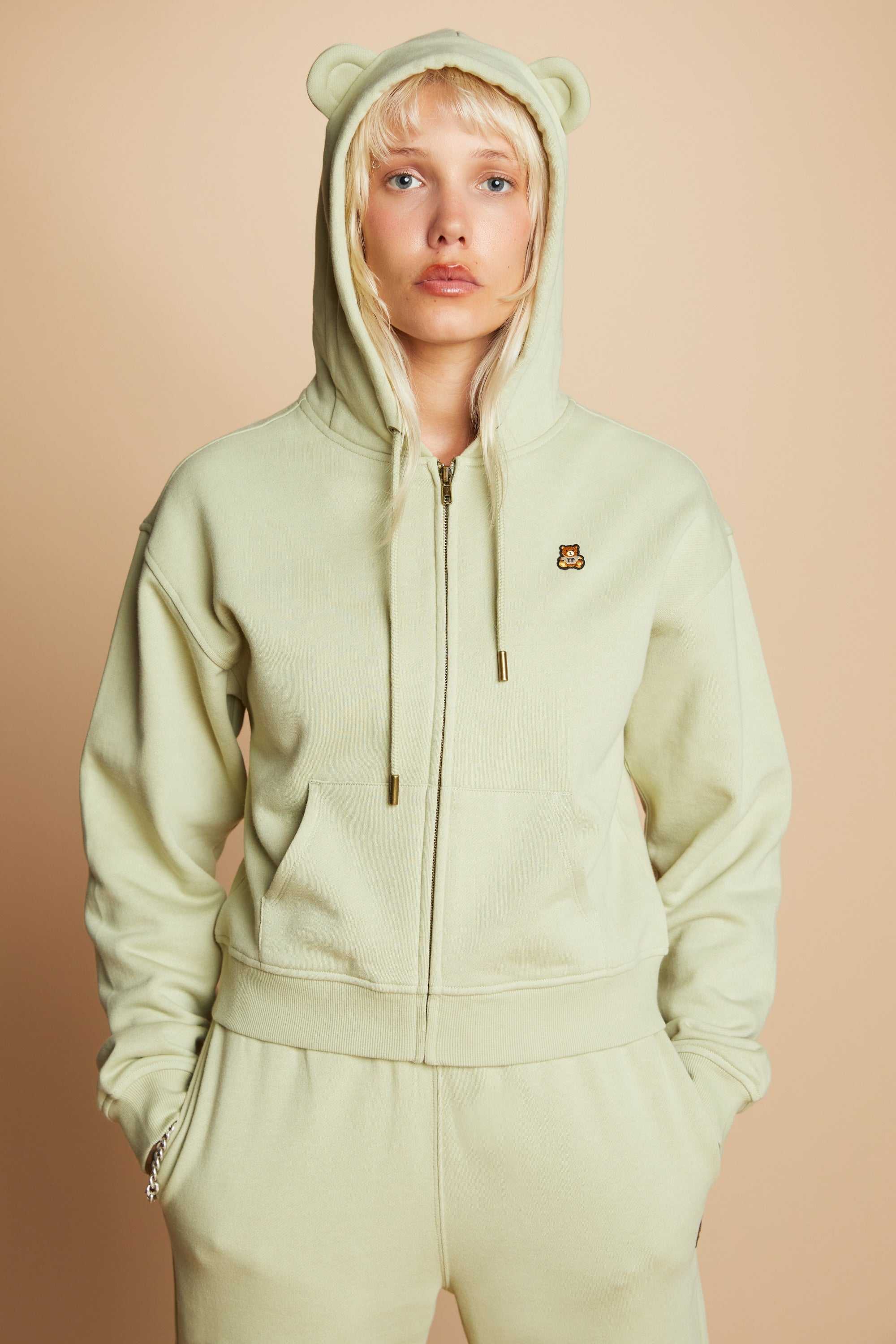 Teal Teddy Fresh Classic Bear Ear Zip Hoodie | WTUHQP718