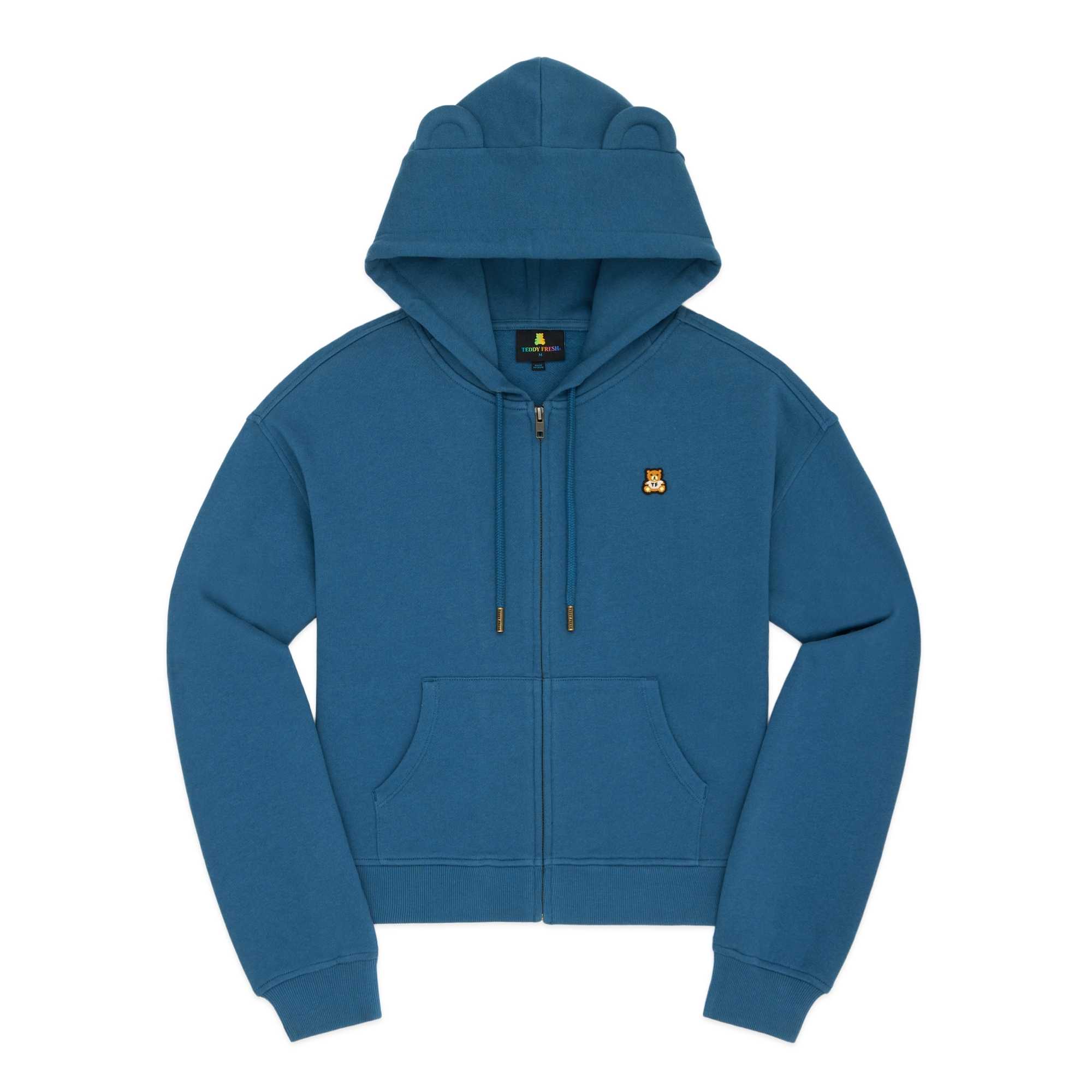 Teal Teddy Fresh Classic Bear Ear Zip Hoodie | WTUHQP718