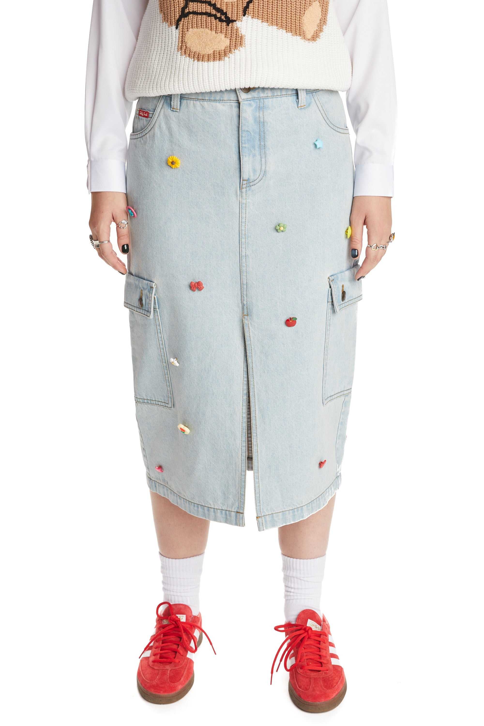 Washed Denim Teddy Fresh Denim Cargo Skirt | NWEJBG761