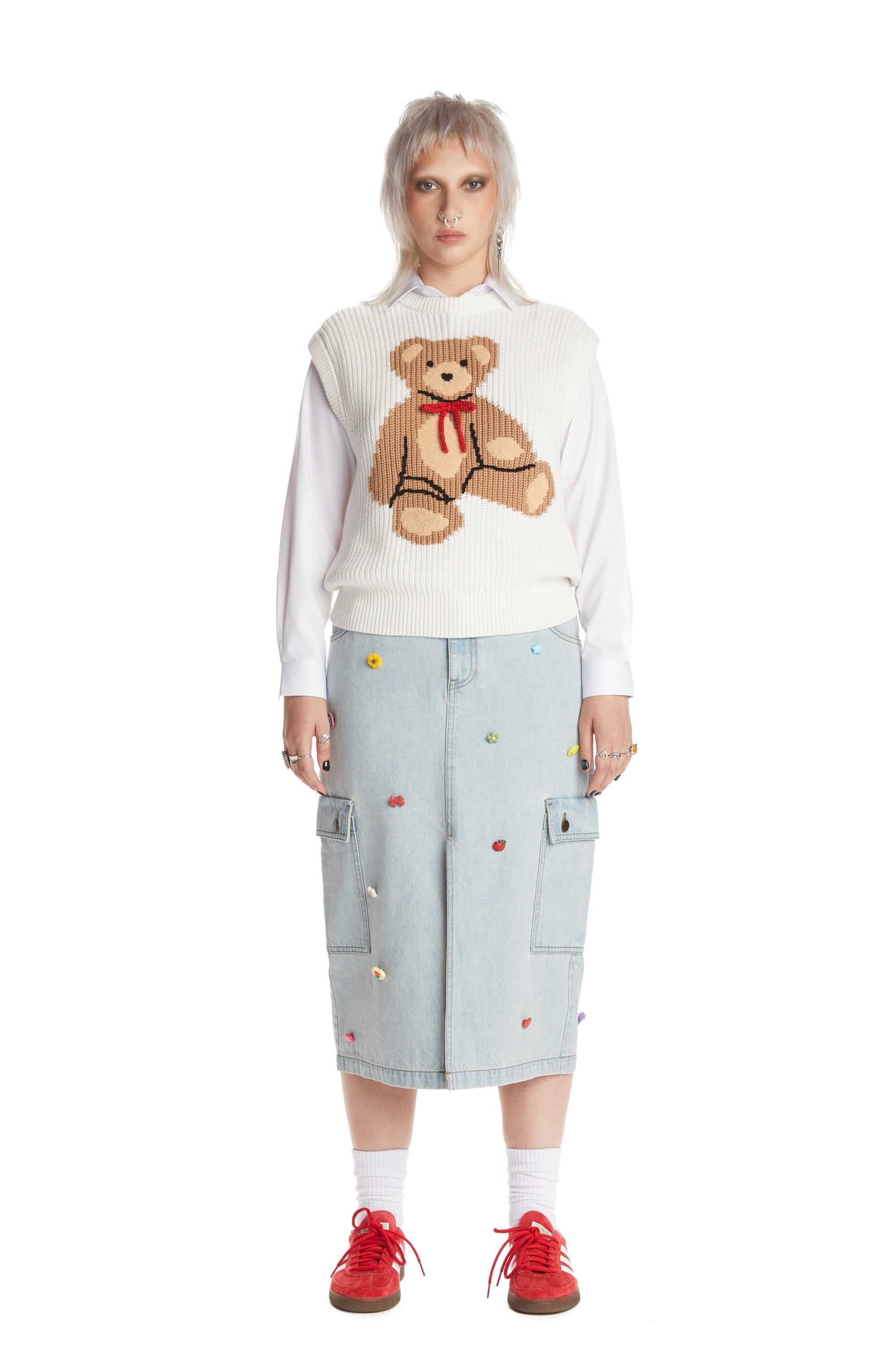 Washed Denim Teddy Fresh Denim Cargo Skirt | NWEJBG761