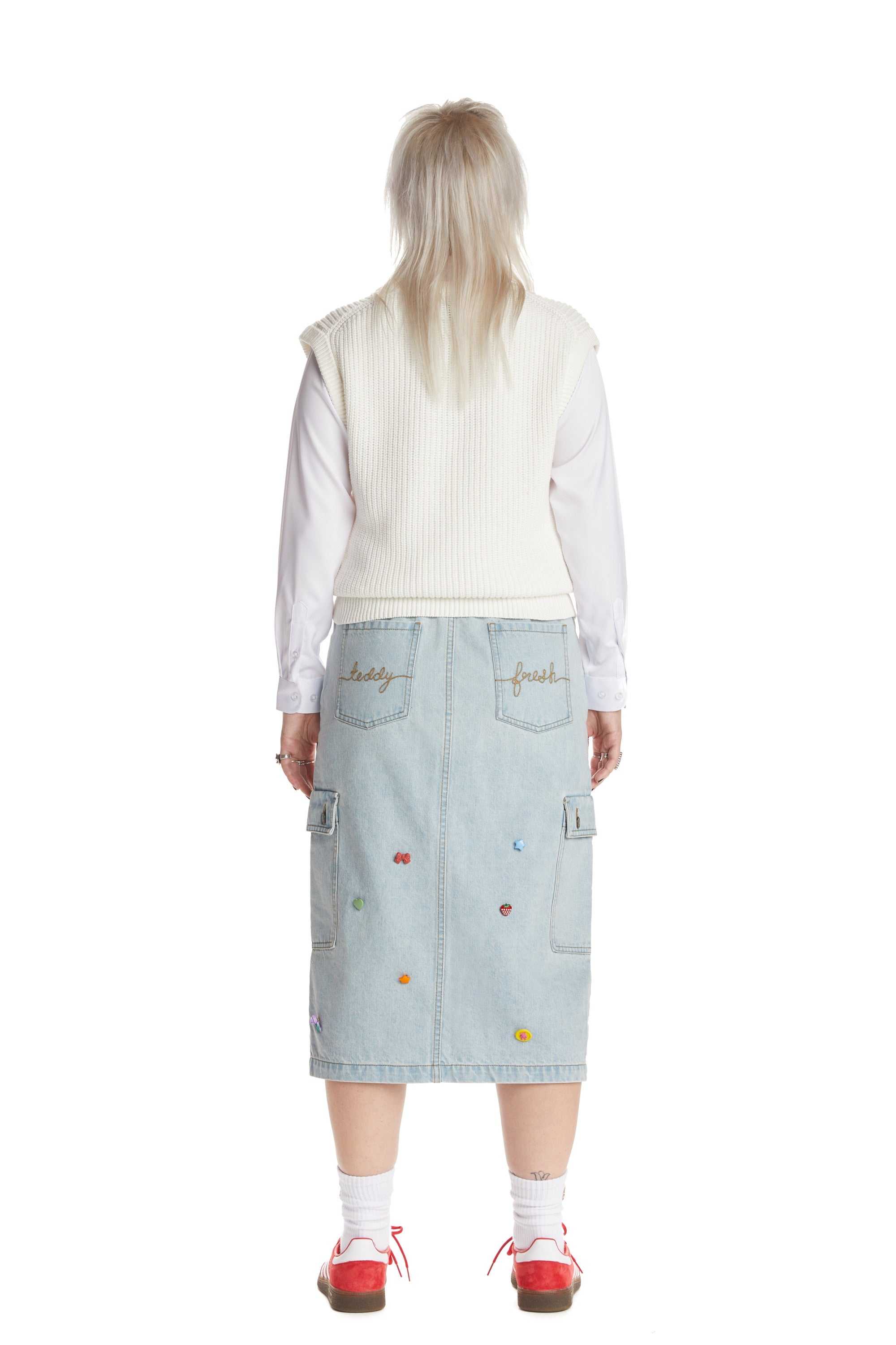 Washed Denim Teddy Fresh Denim Cargo Skirt | NWEJBG761