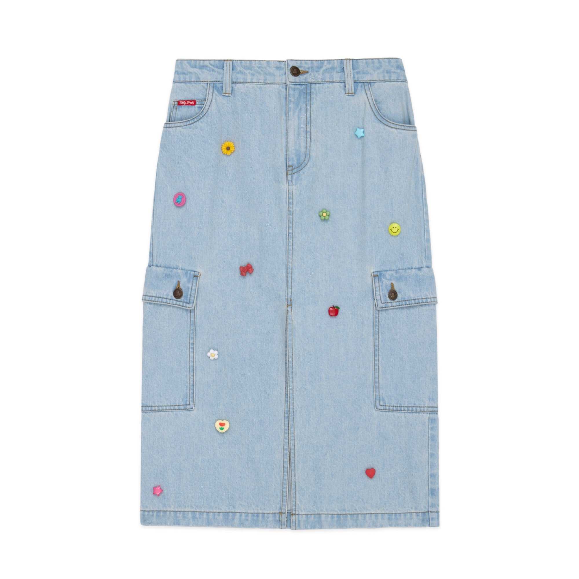 Washed Denim Teddy Fresh Denim Cargo Skirt | NWEJBG761