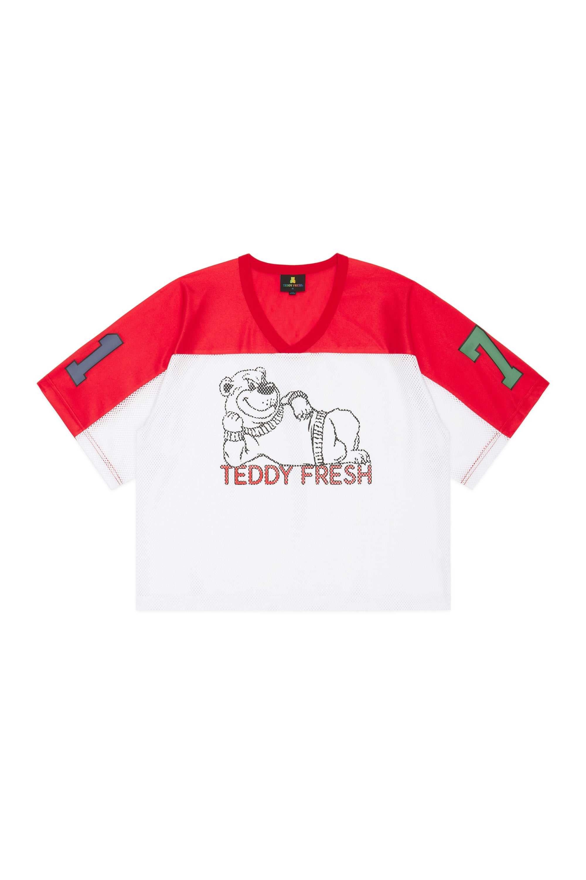 White Multi Teddy Fresh Boxy Bear Hockey Jersey | QERAVB025