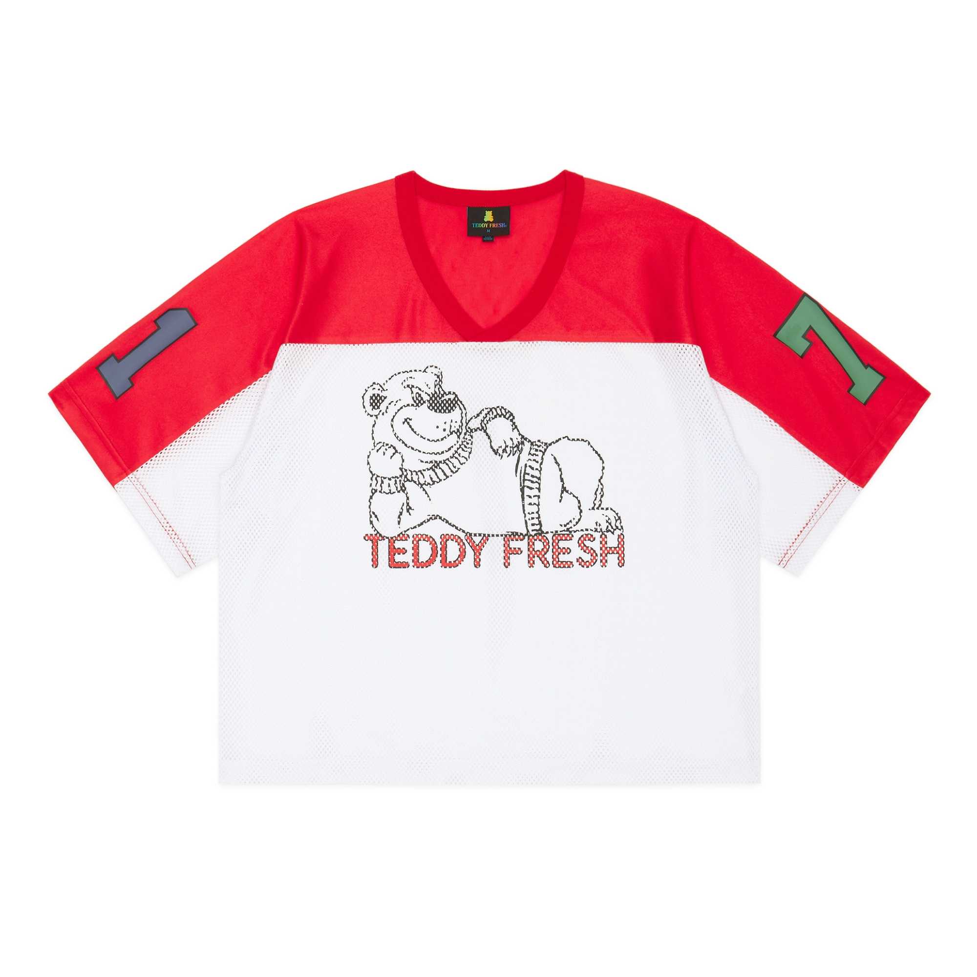 White Multi Teddy Fresh Boxy Bear Hockey Jersey | QERAVB025