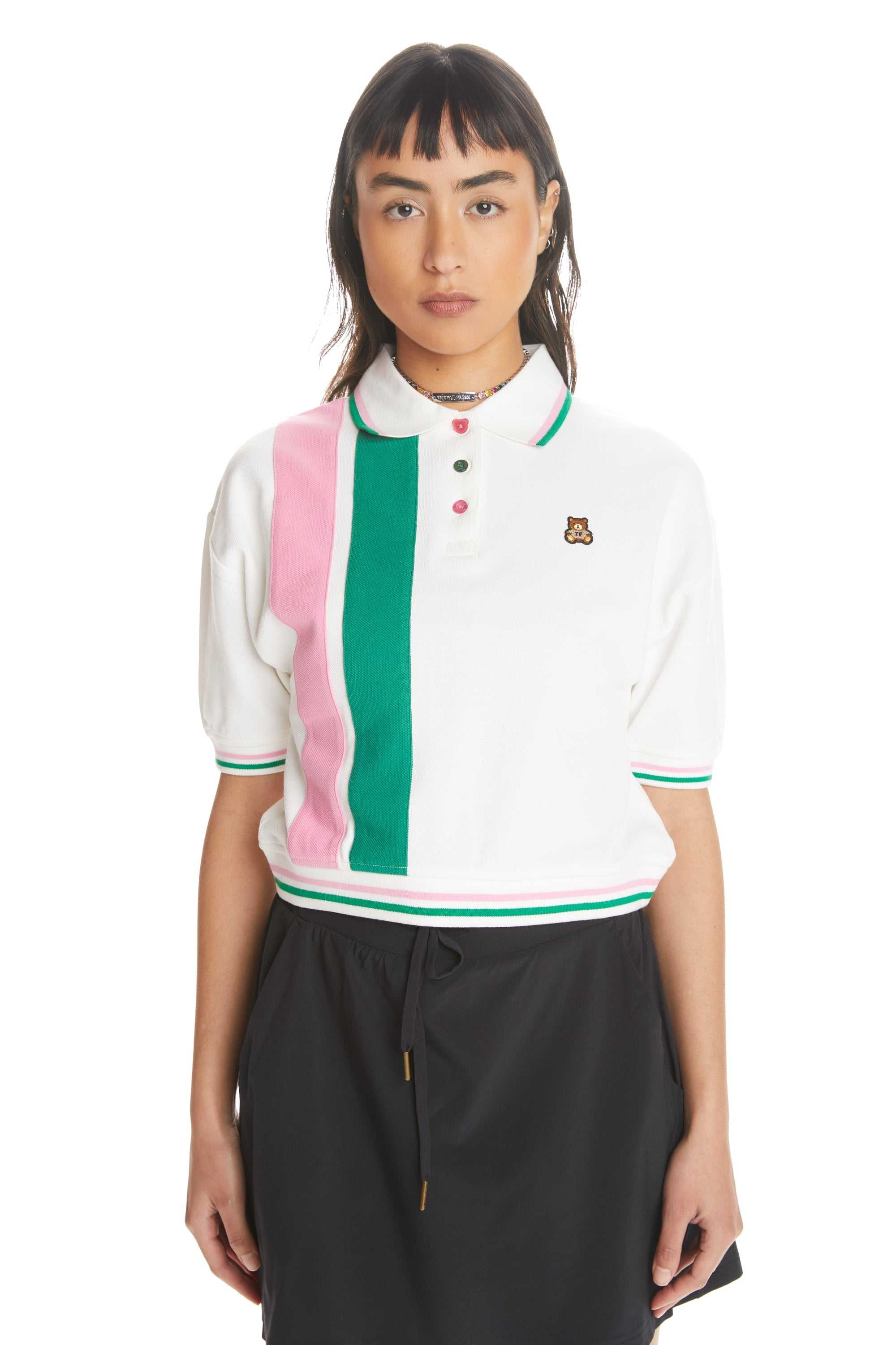 White Multi Teddy Fresh Striped Button Pique Shirt | SQMUKN916