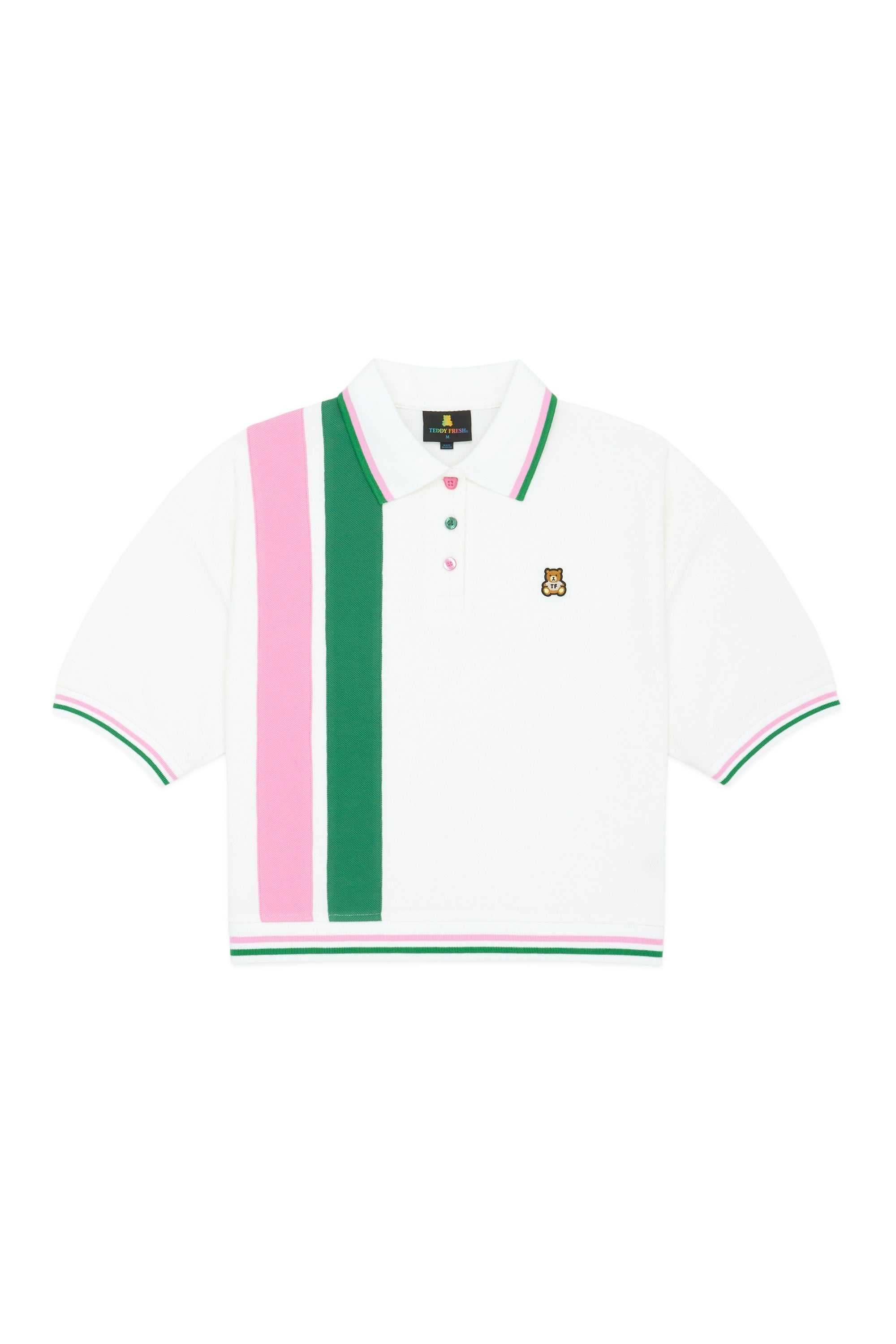 White Multi Teddy Fresh Striped Button Pique Shirt | SQMUKN916