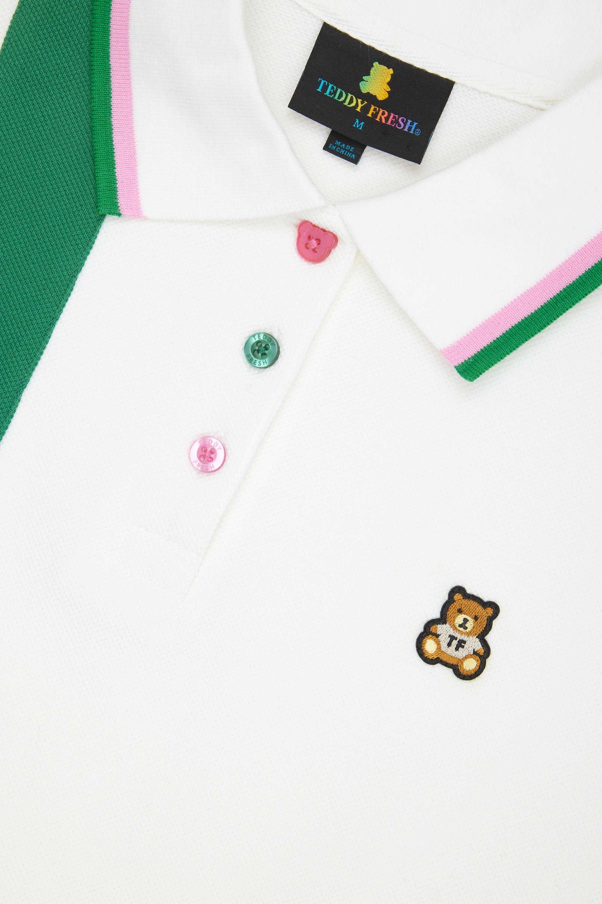 White Multi Teddy Fresh Striped Button Pique Shirt | SQMUKN916