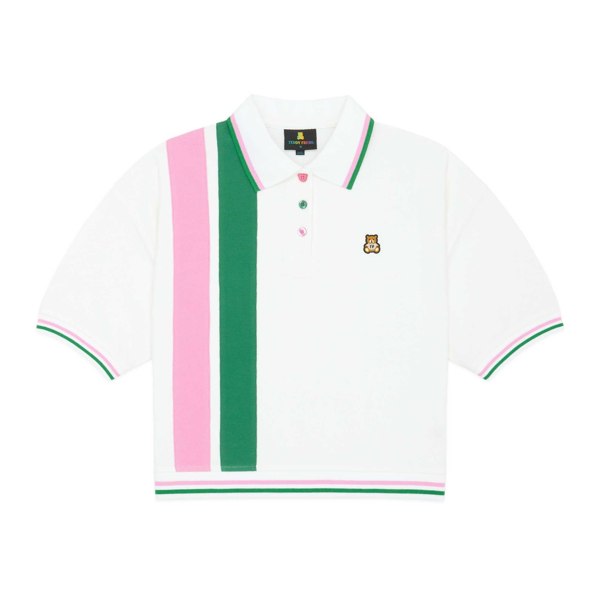 White Multi Teddy Fresh Striped Button Pique Shirt | SQMUKN916