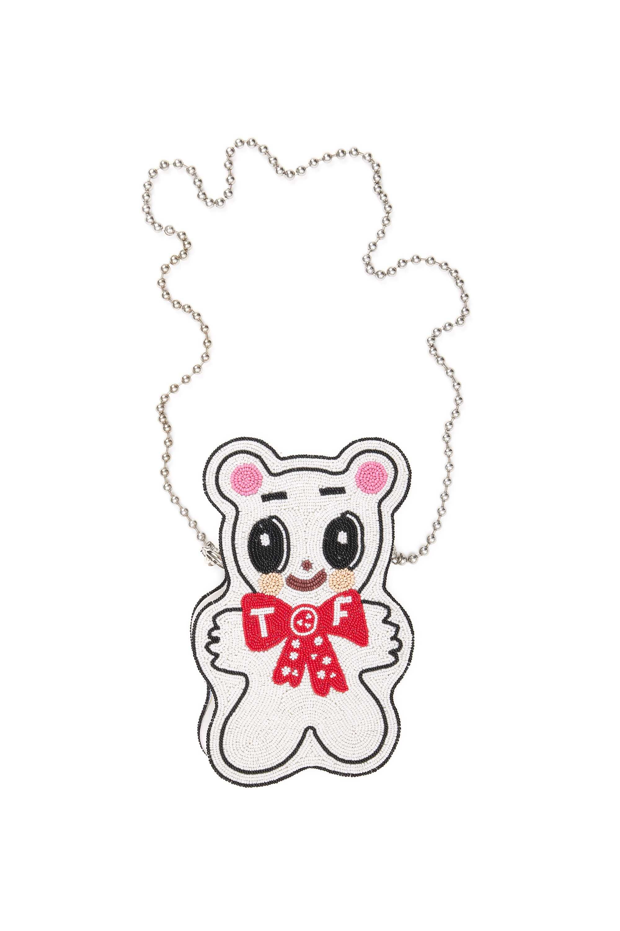 White Teddy Fresh Beaded Bear Purse | SCHEQF947