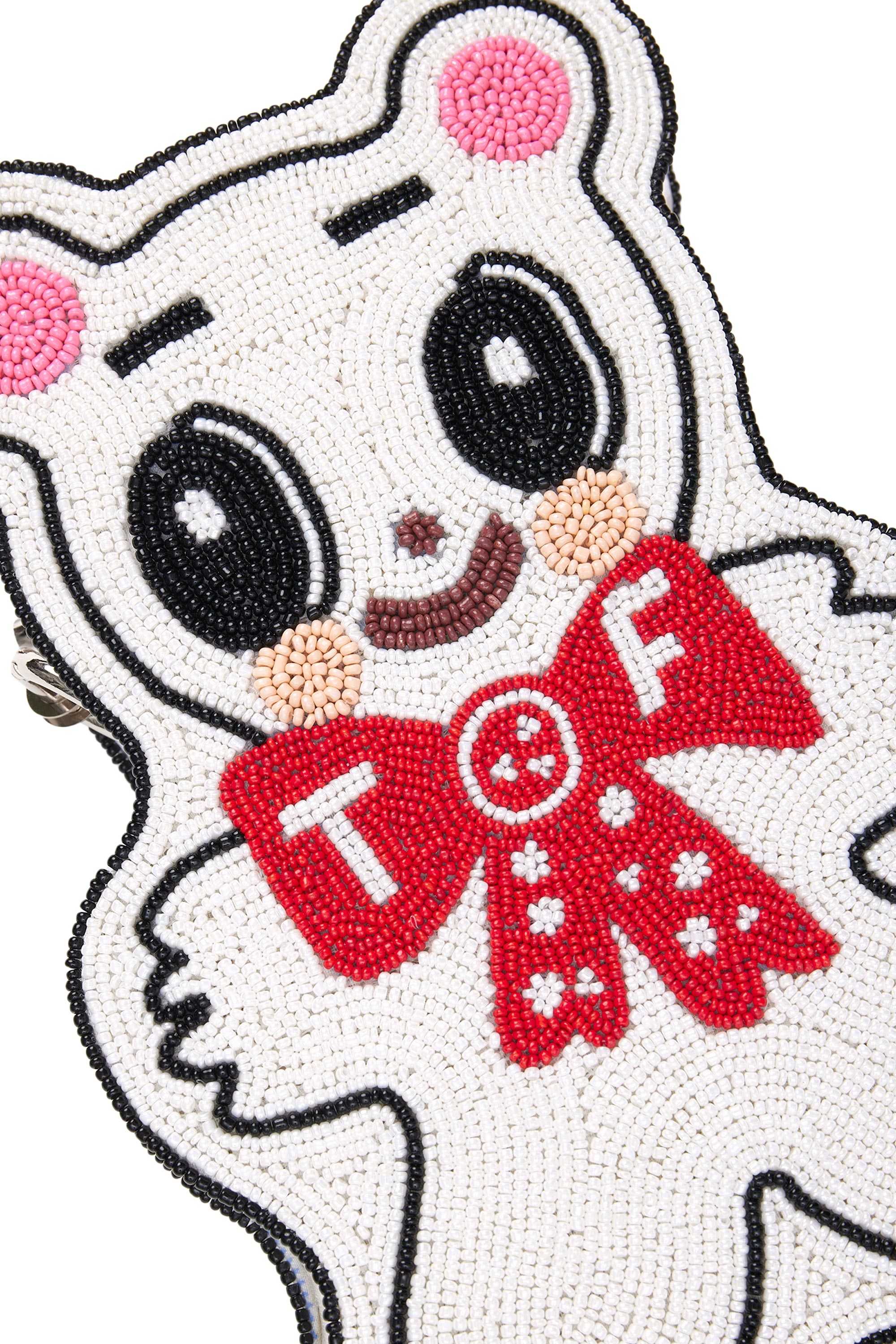 White Teddy Fresh Beaded Bear Purse | SCHEQF947