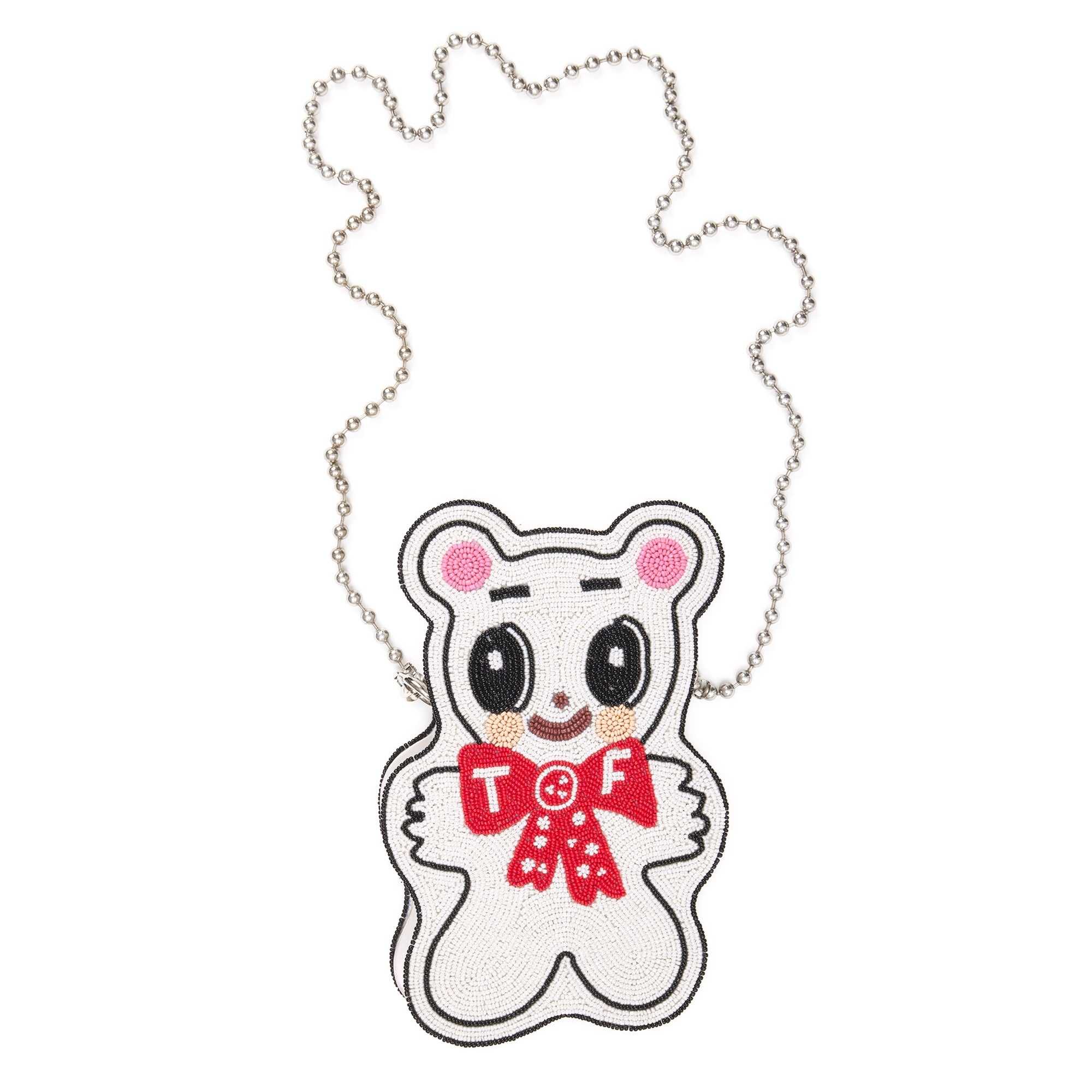 White Teddy Fresh Beaded Bear Purse | SCHEQF947