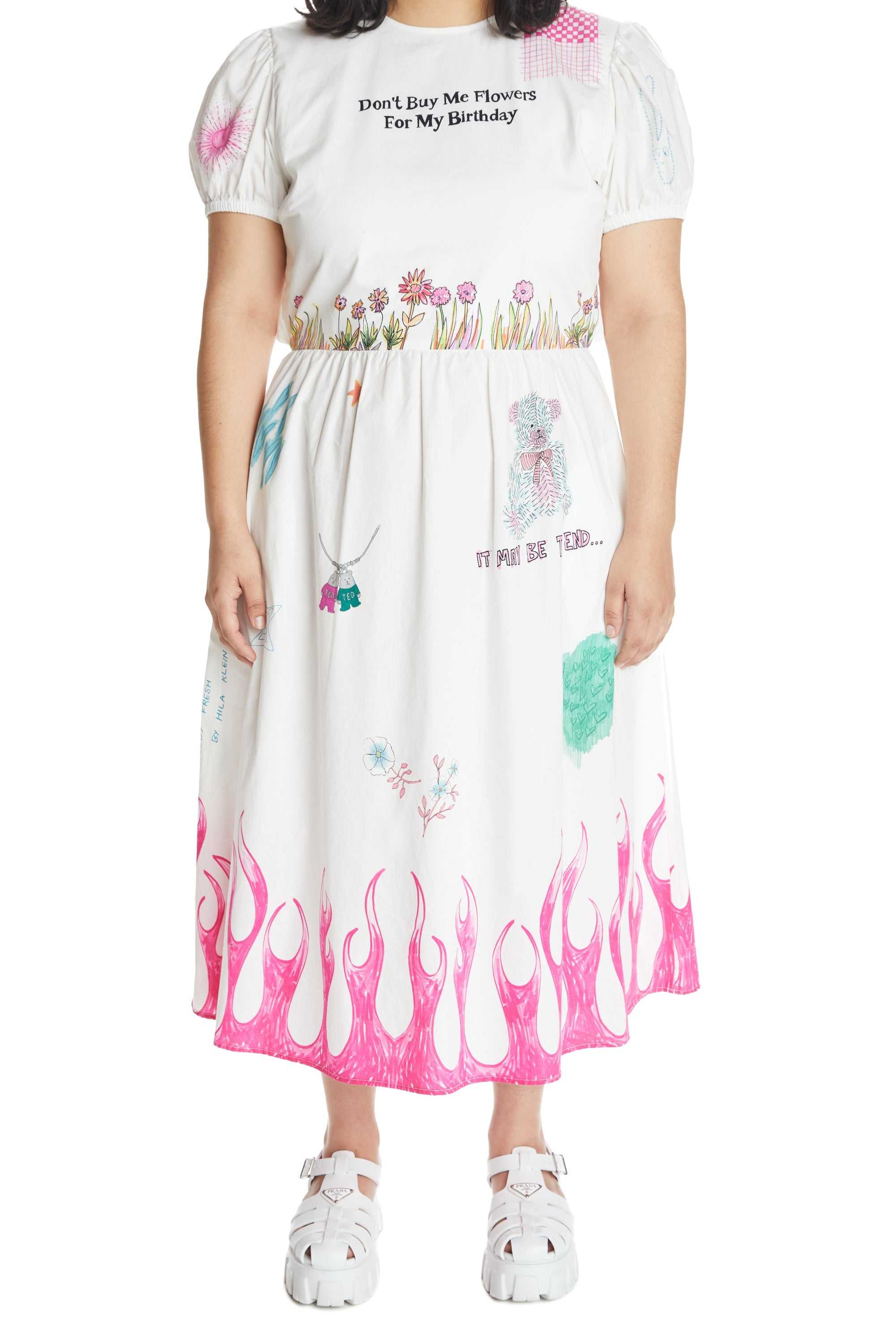 White Teddy Fresh Don't Buy Me Flowers Dress | CFDUPN075