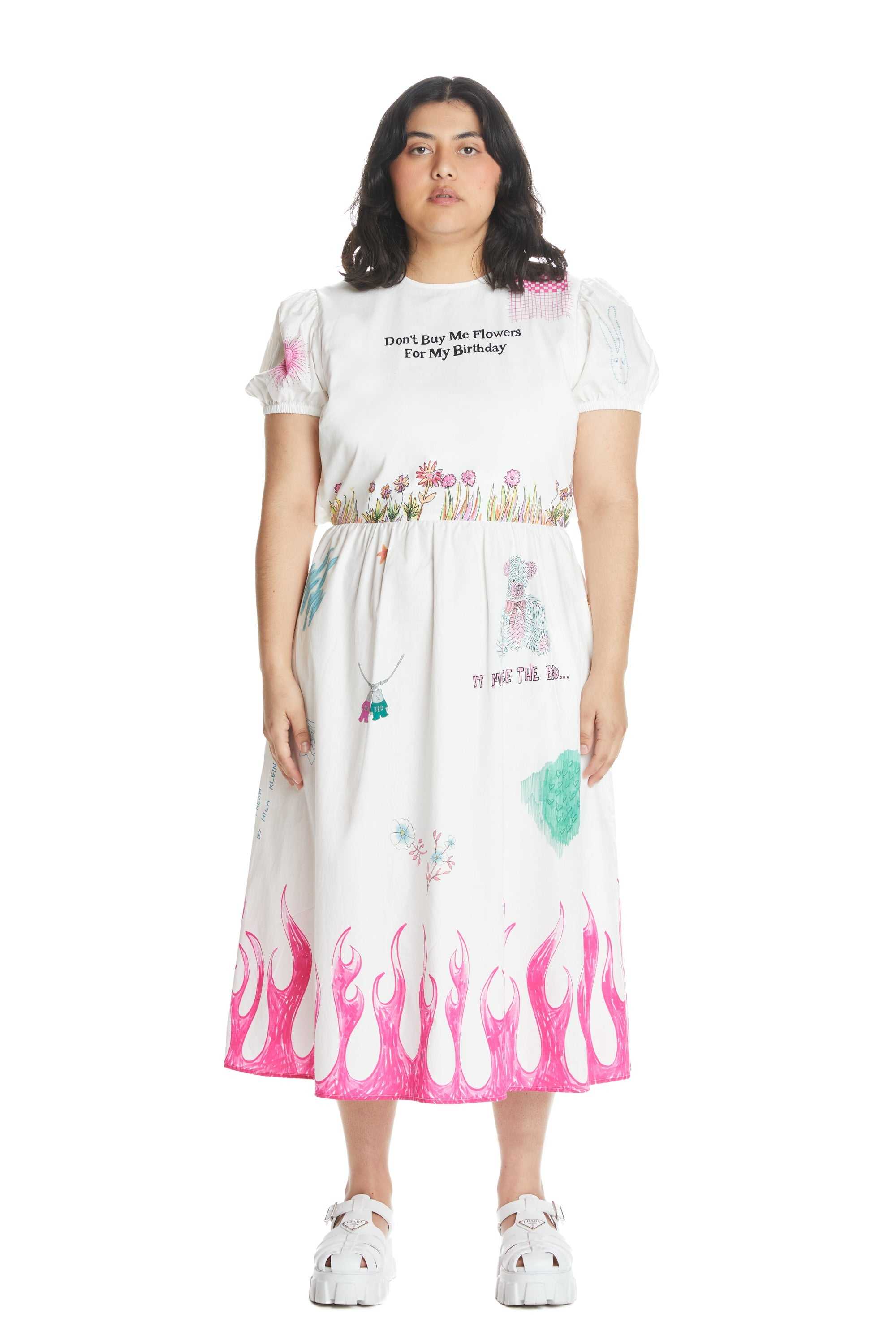 White Teddy Fresh Don't Buy Me Flowers Dress | CFDUPN075