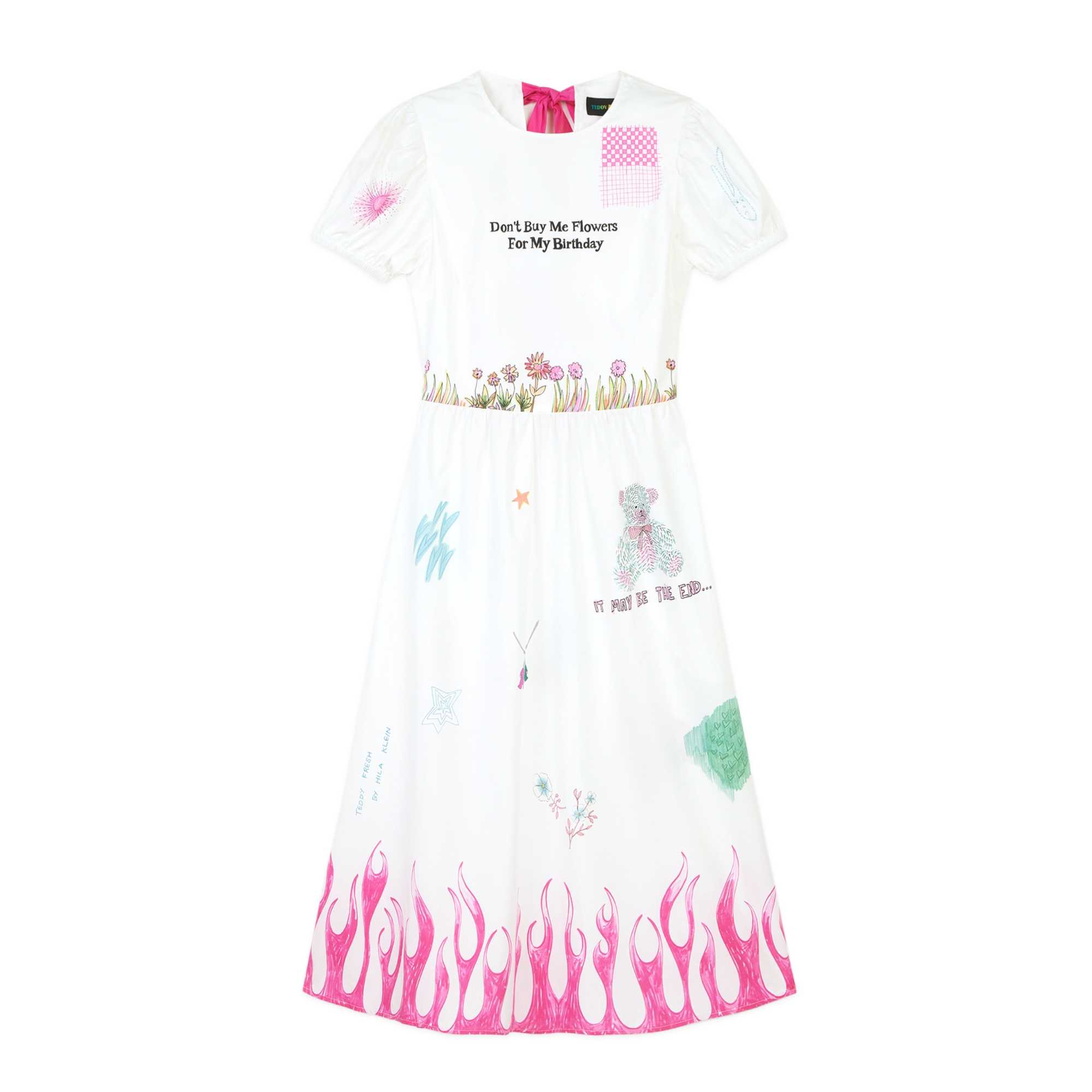 White Teddy Fresh Don\'t Buy Me Flowers Dress | CFDUPN075