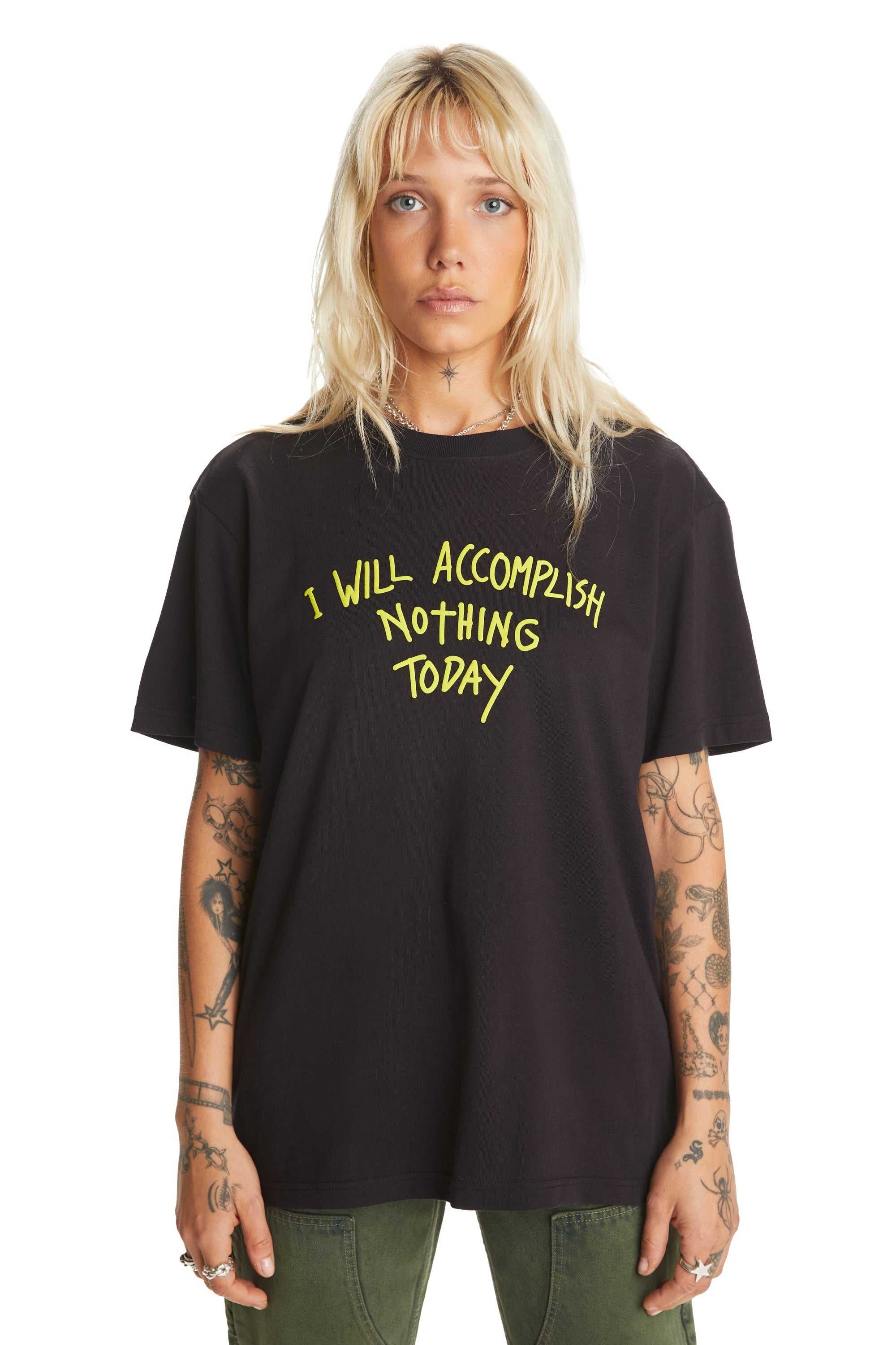 White Teddy Fresh I Will Accomplish Nothing Tee | DEPUAW076