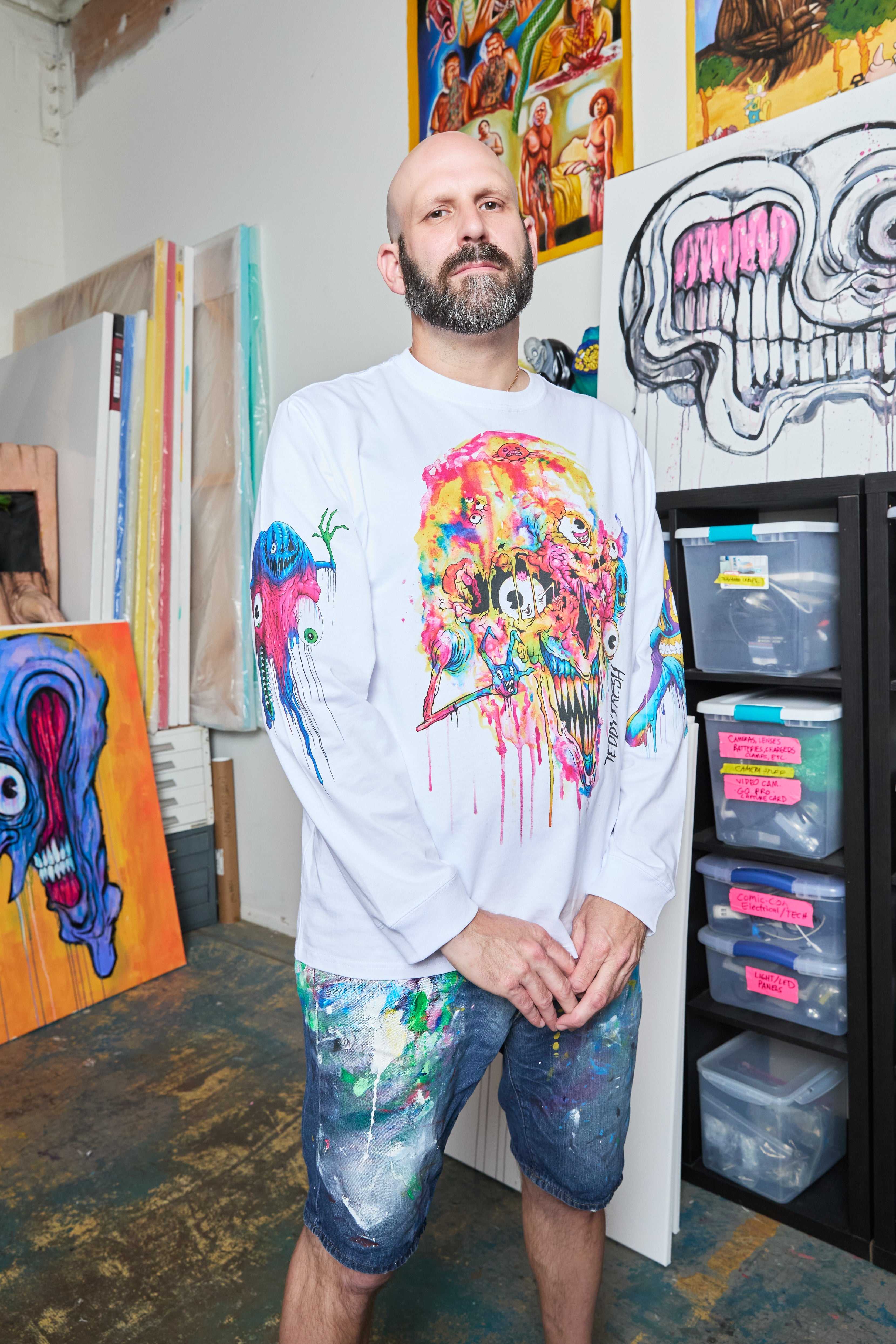 White Teddy Fresh TF x Alex Pardee Dripping Tee | RXYMDT432