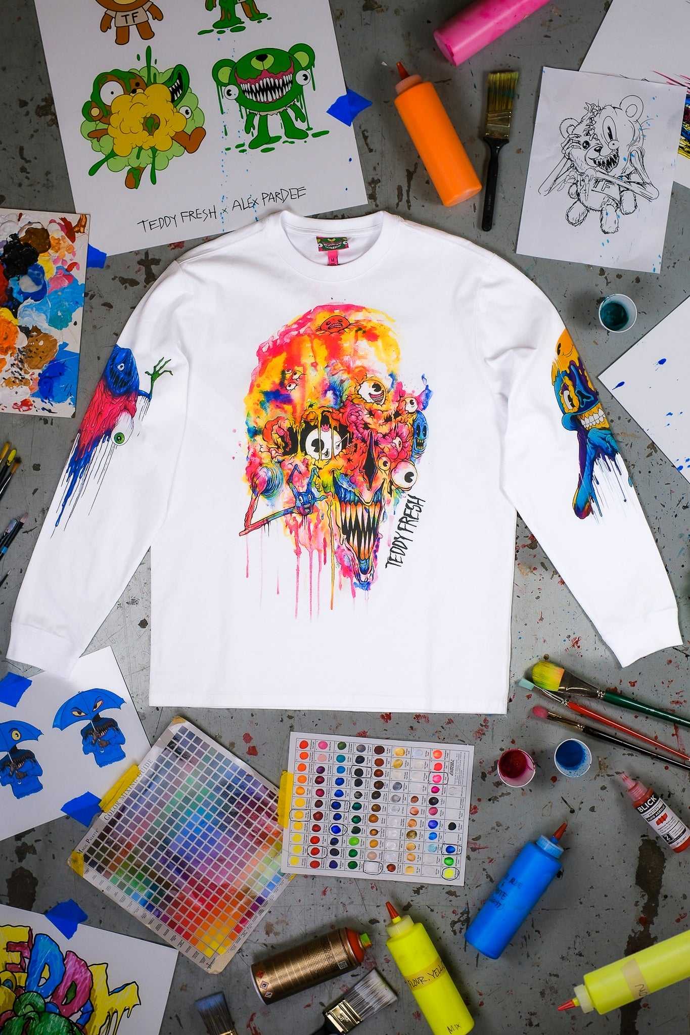 White Teddy Fresh TF x Alex Pardee Dripping Tee | RXYMDT432